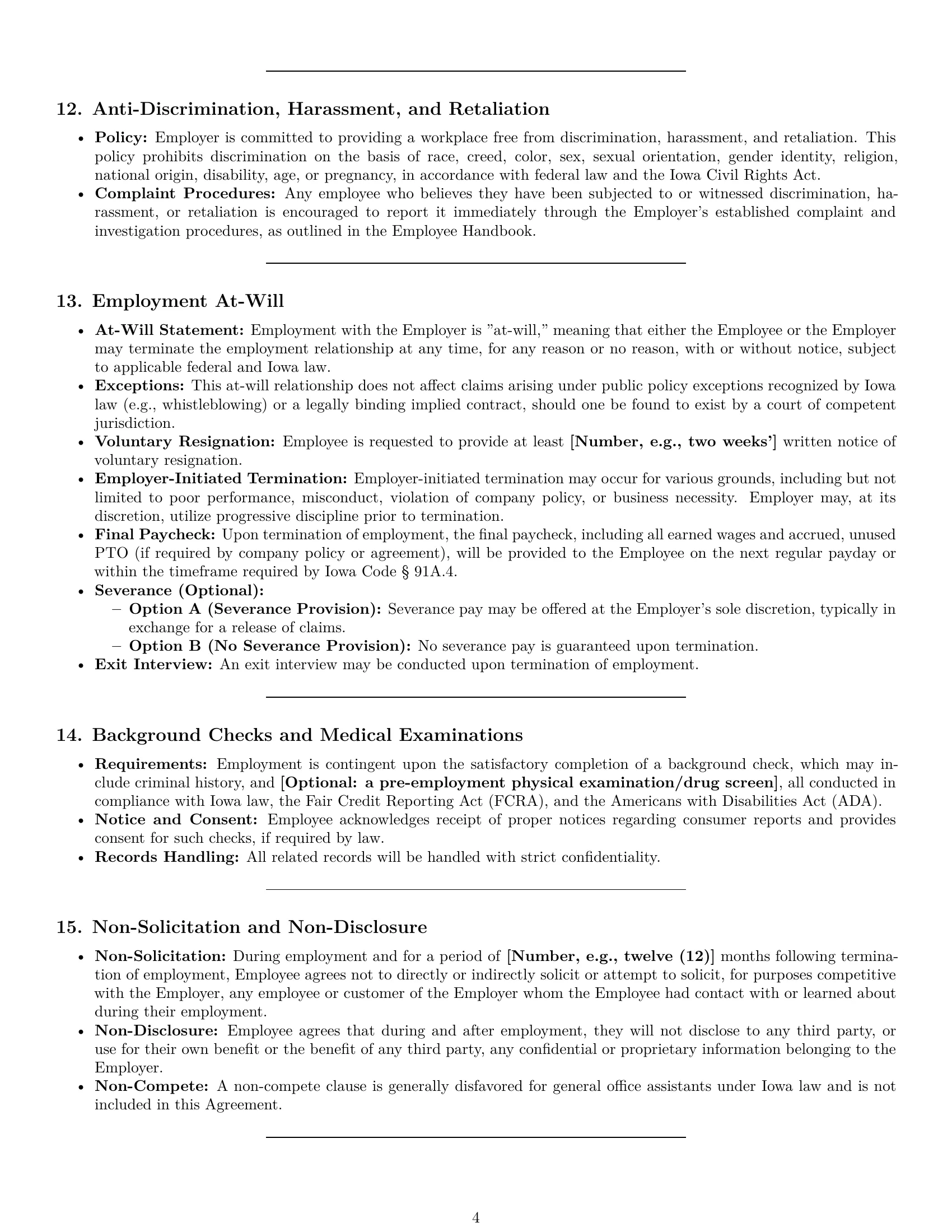 Preview page 4 of Pro Iowa office assistant employment contract template
