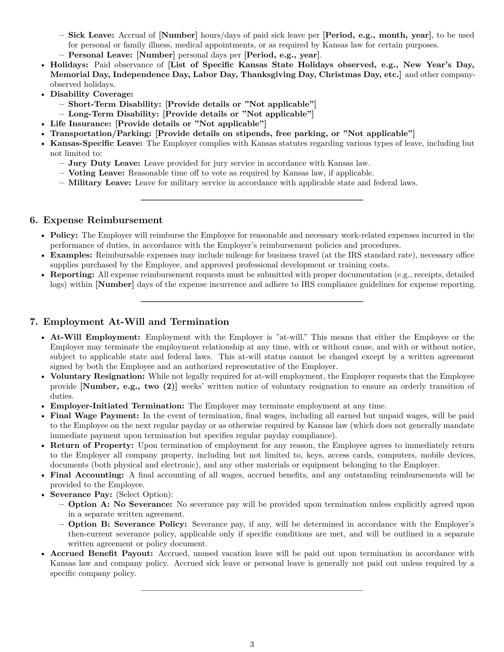 Preview page 3 of Pro Kansas office assistant employment contract template