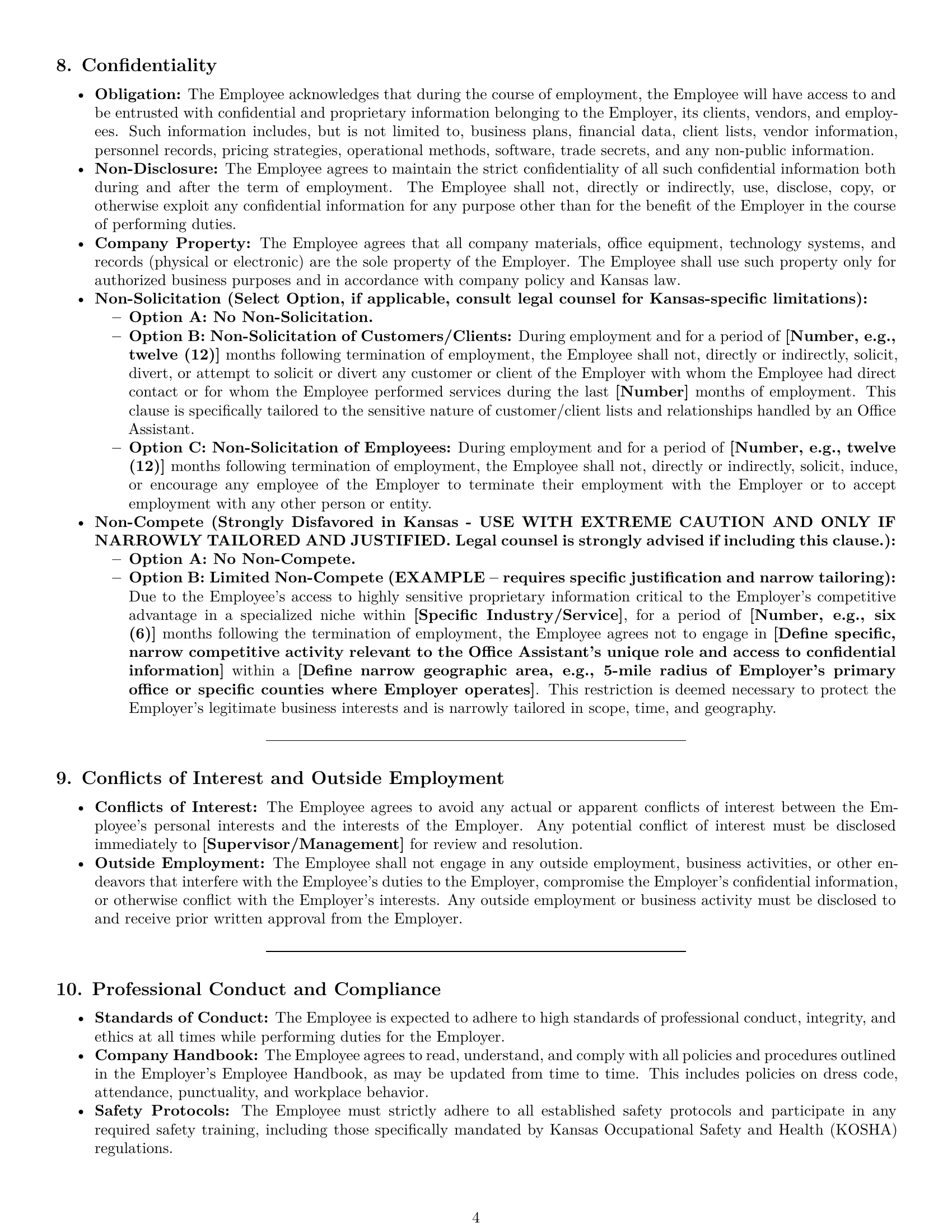 Preview page 4 of Pro Kansas office assistant employment contract template
