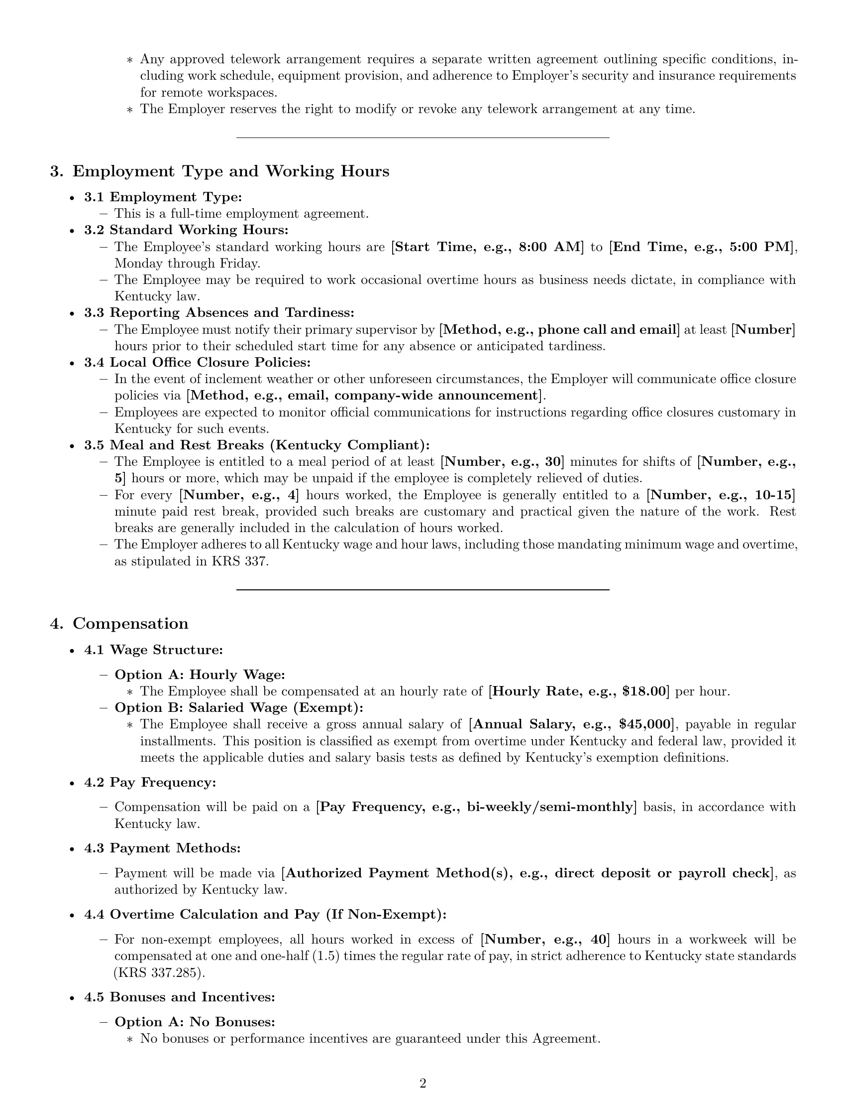 Preview page 2 of Pro Kentucky office assistant employment contract template
