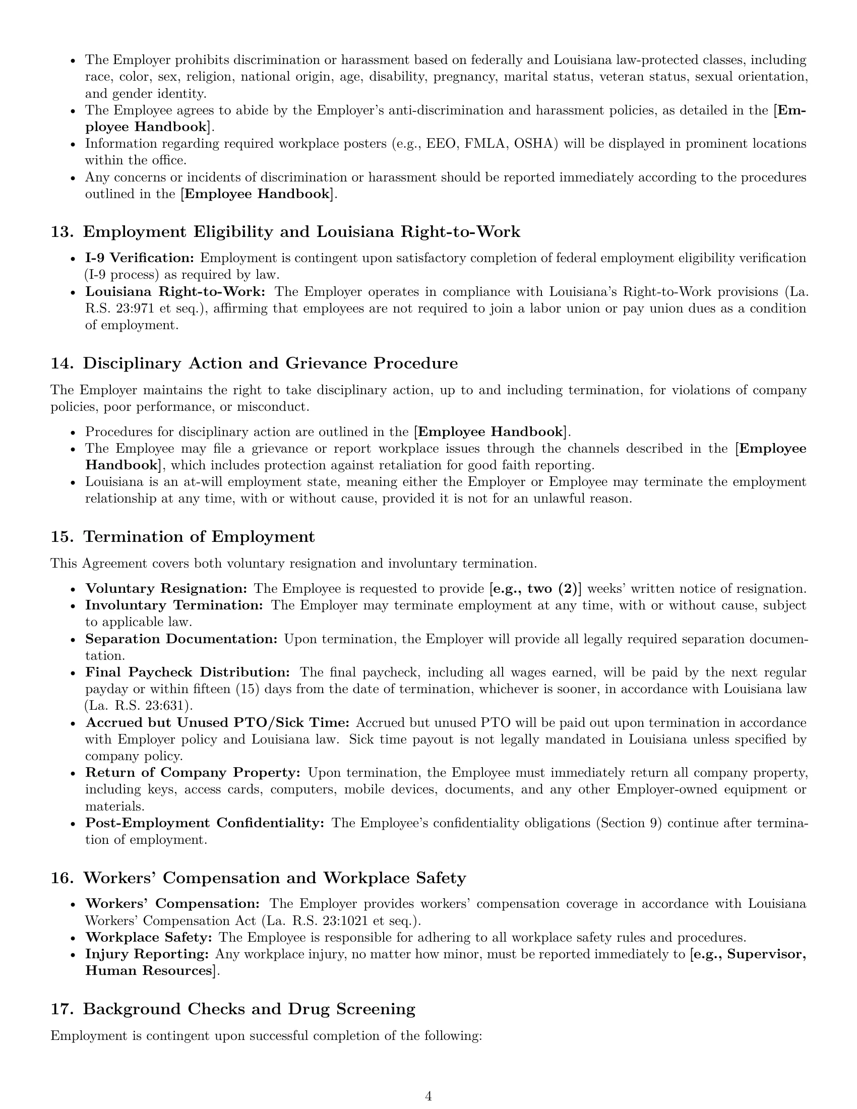 Preview page 4 of Pro Louisiana office assistant employment contract template