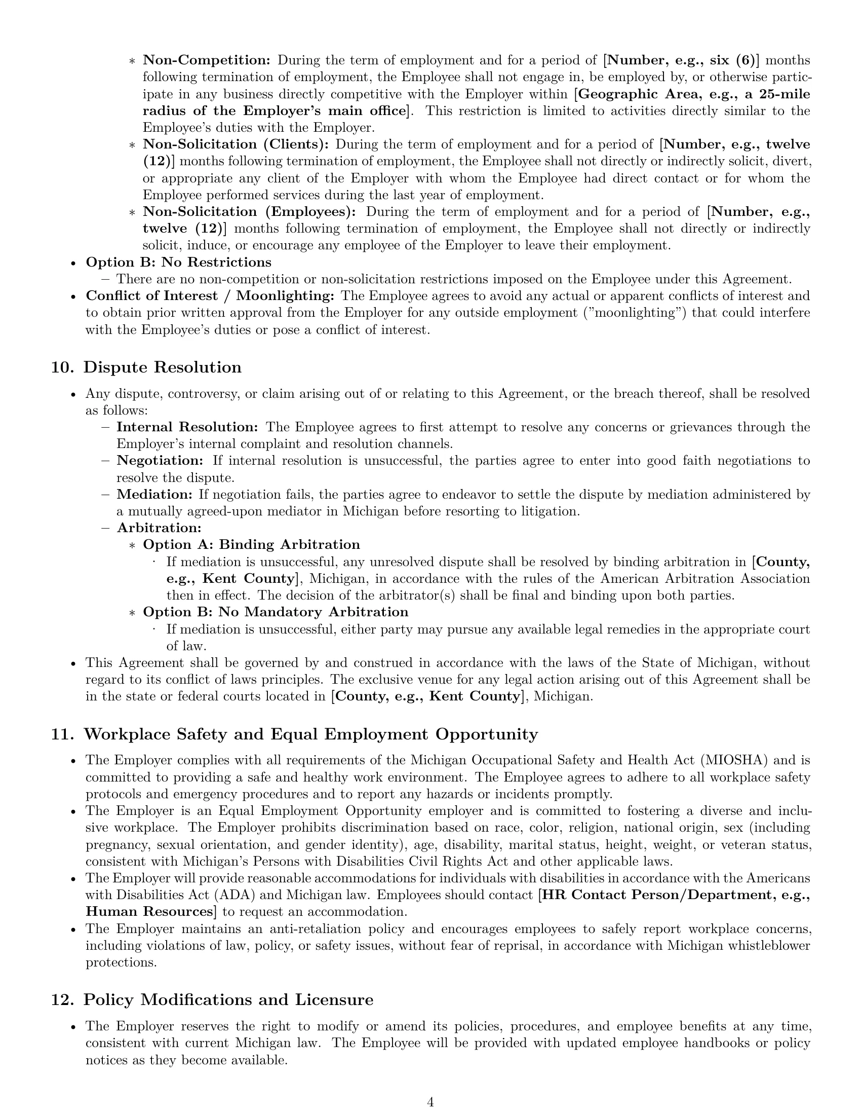 Preview page 4 of Pro Michigan office assistant employment contract template