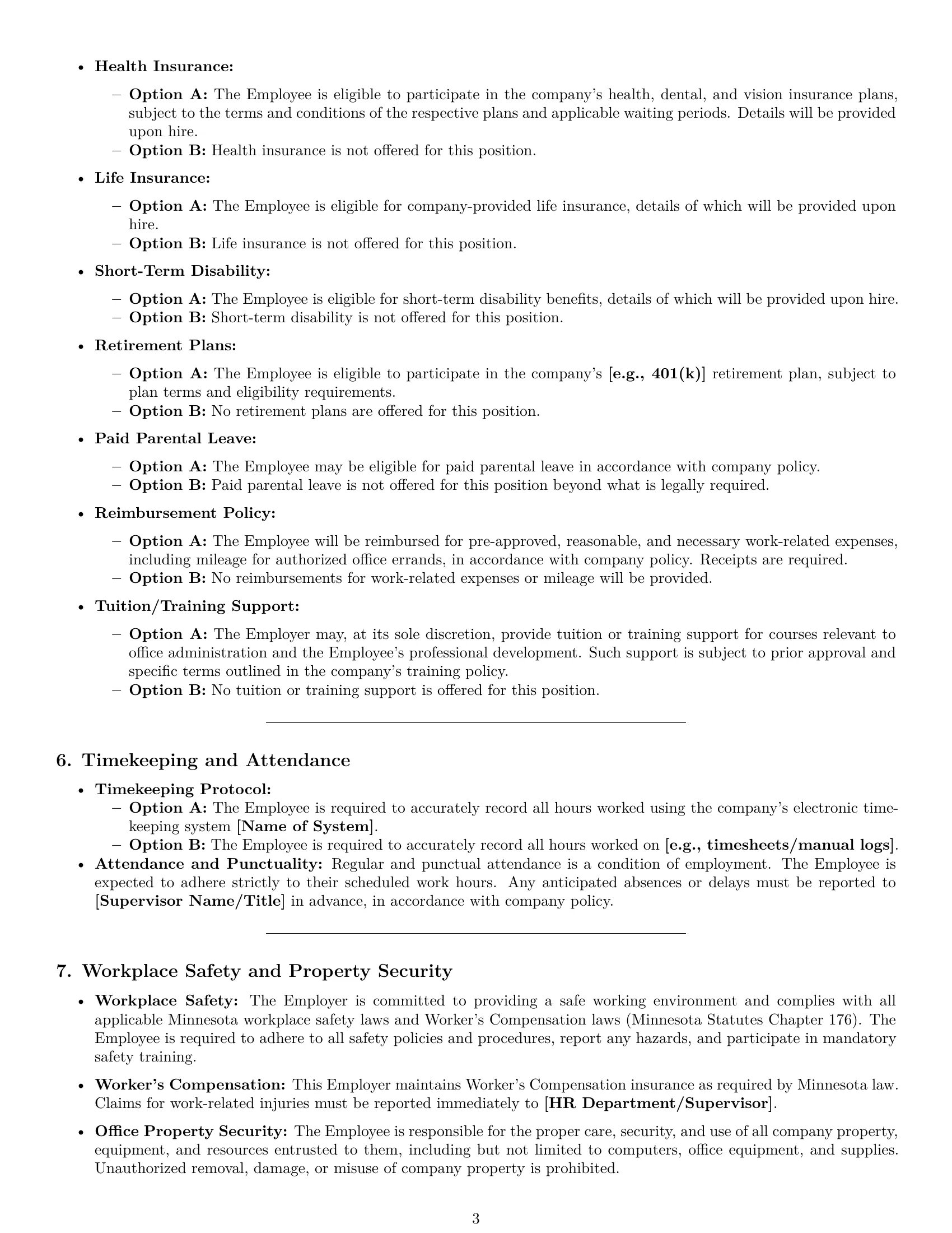 Preview page 3 of Pro Minnesota office assistant employment contract template