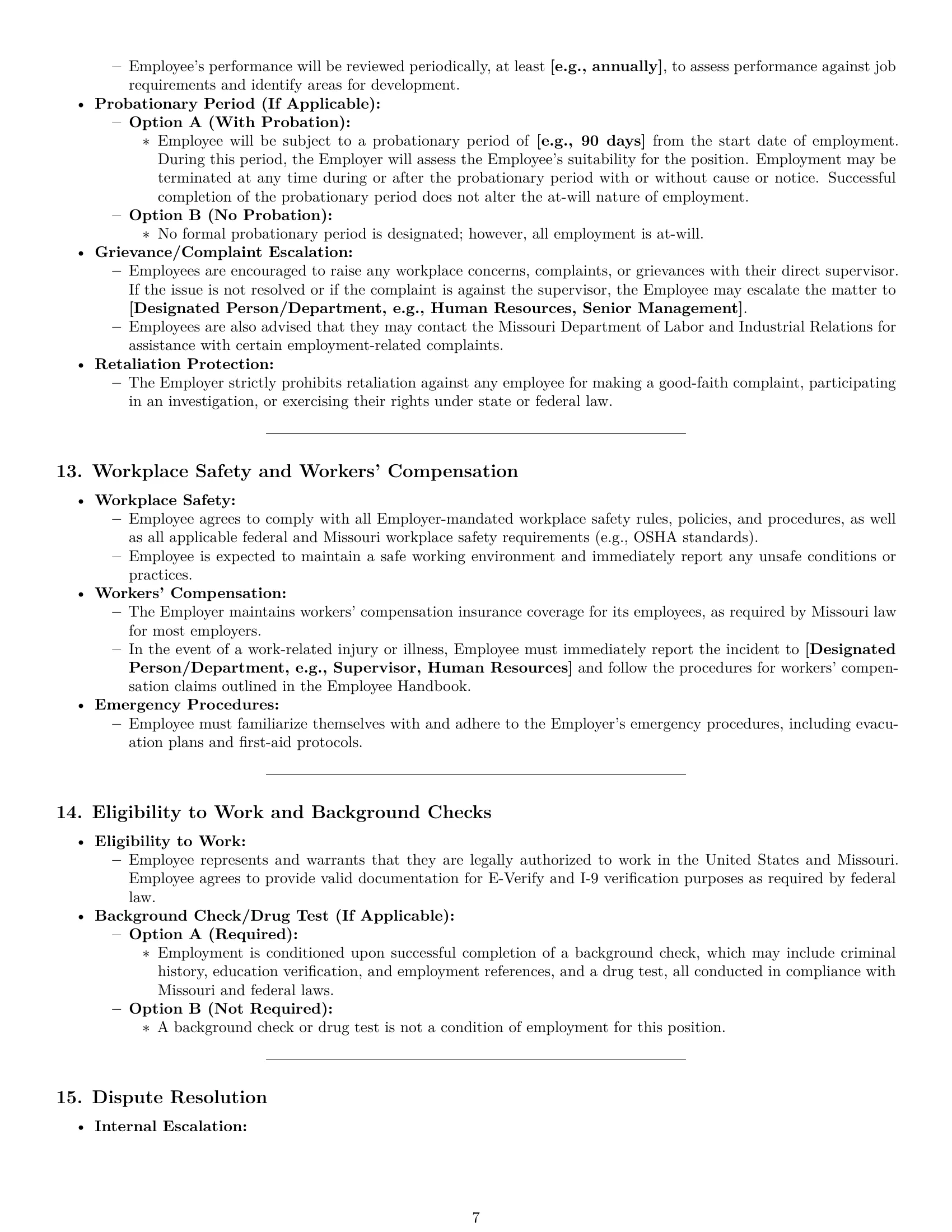 Preview page 7 of Pro Missouri office assistant employment contract template