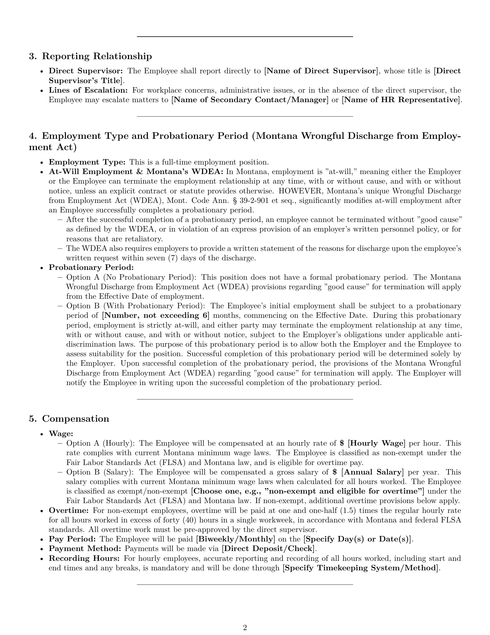 Preview page 2 of Pro Montana office assistant employment contract template