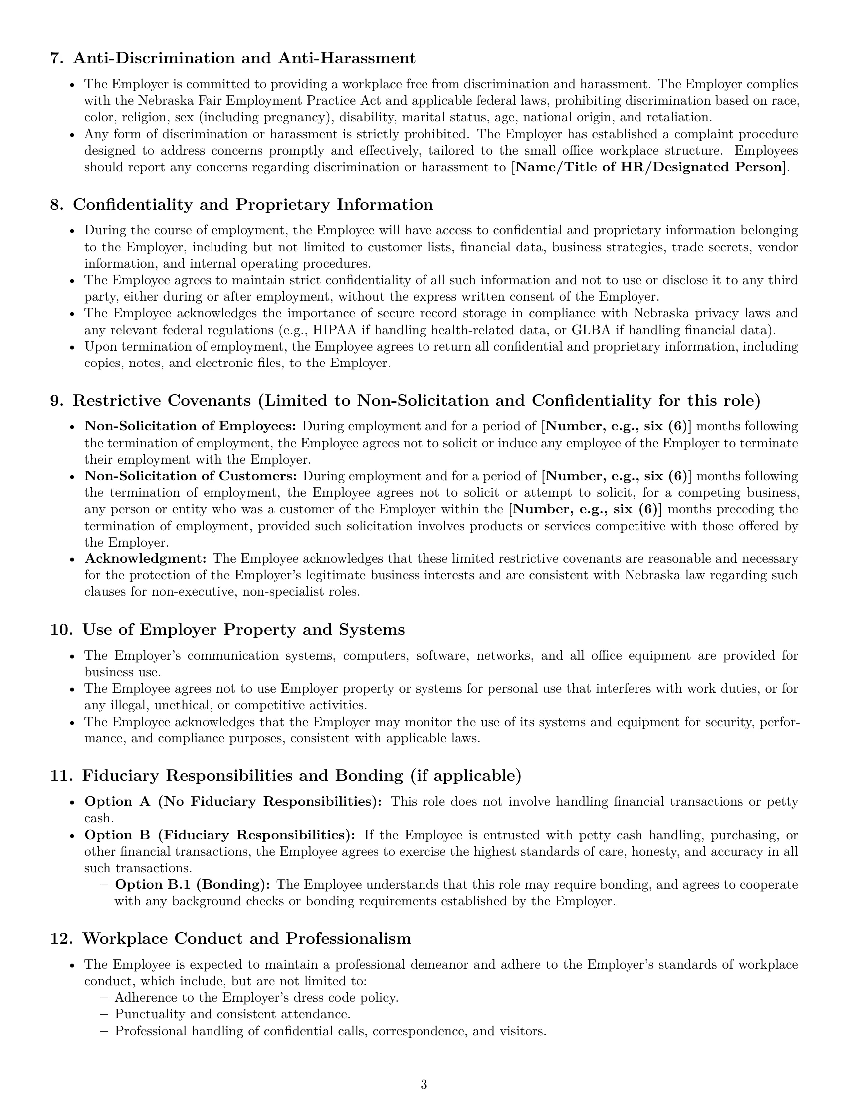 Preview page 3 of Pro Nebraska office assistant employment contract template