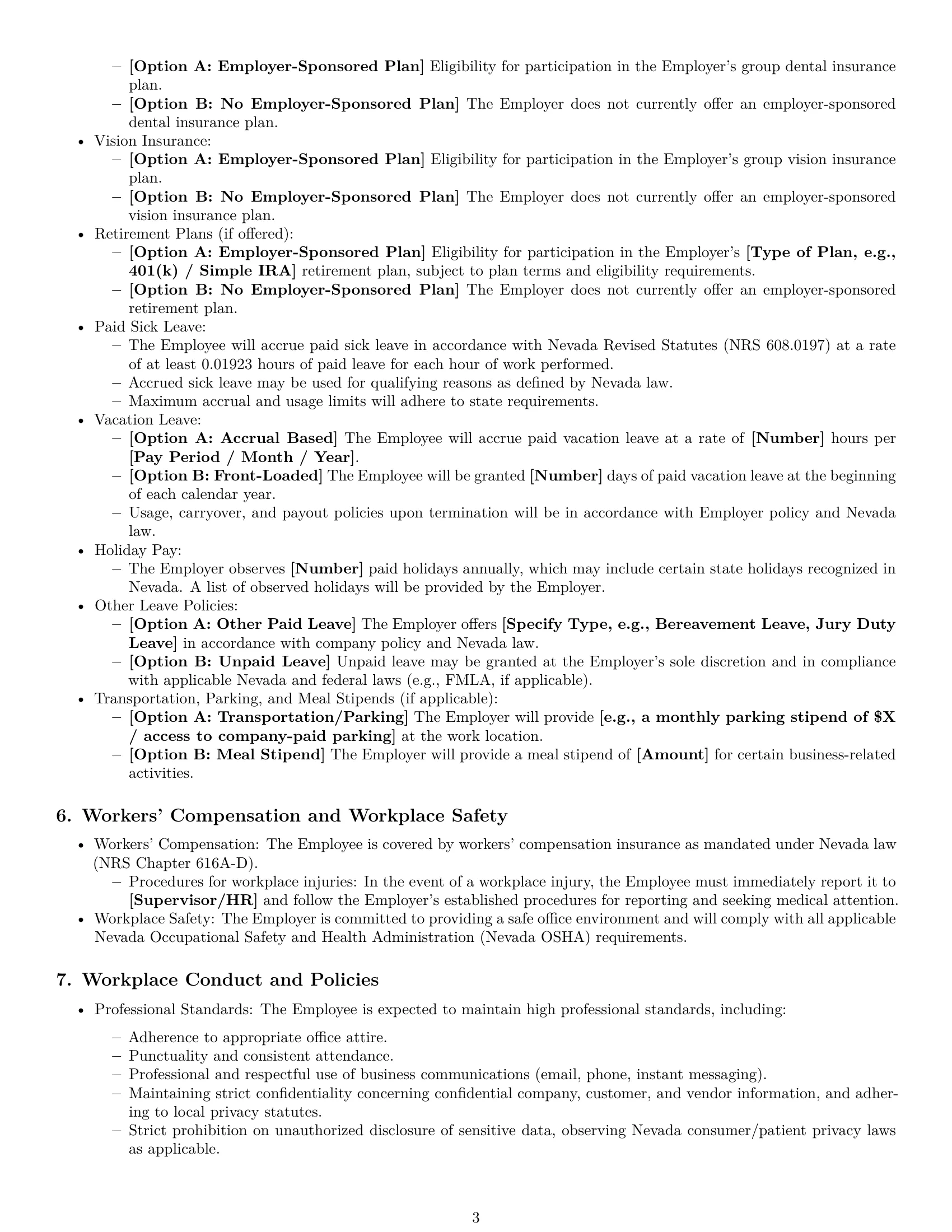 Preview page 3 of Pro Nevada office assistant employment contract template
