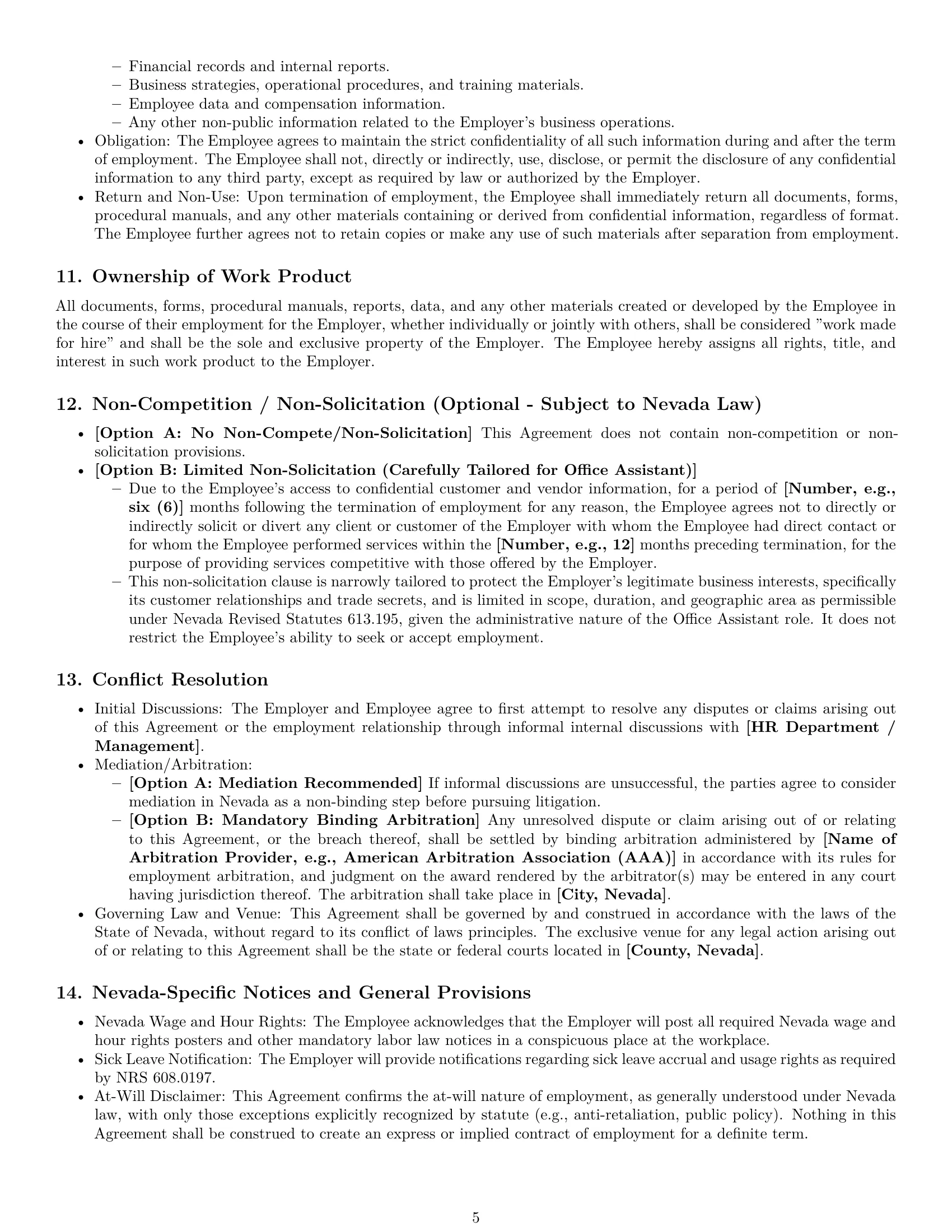 Preview page 5 of Pro Nevada office assistant employment contract template