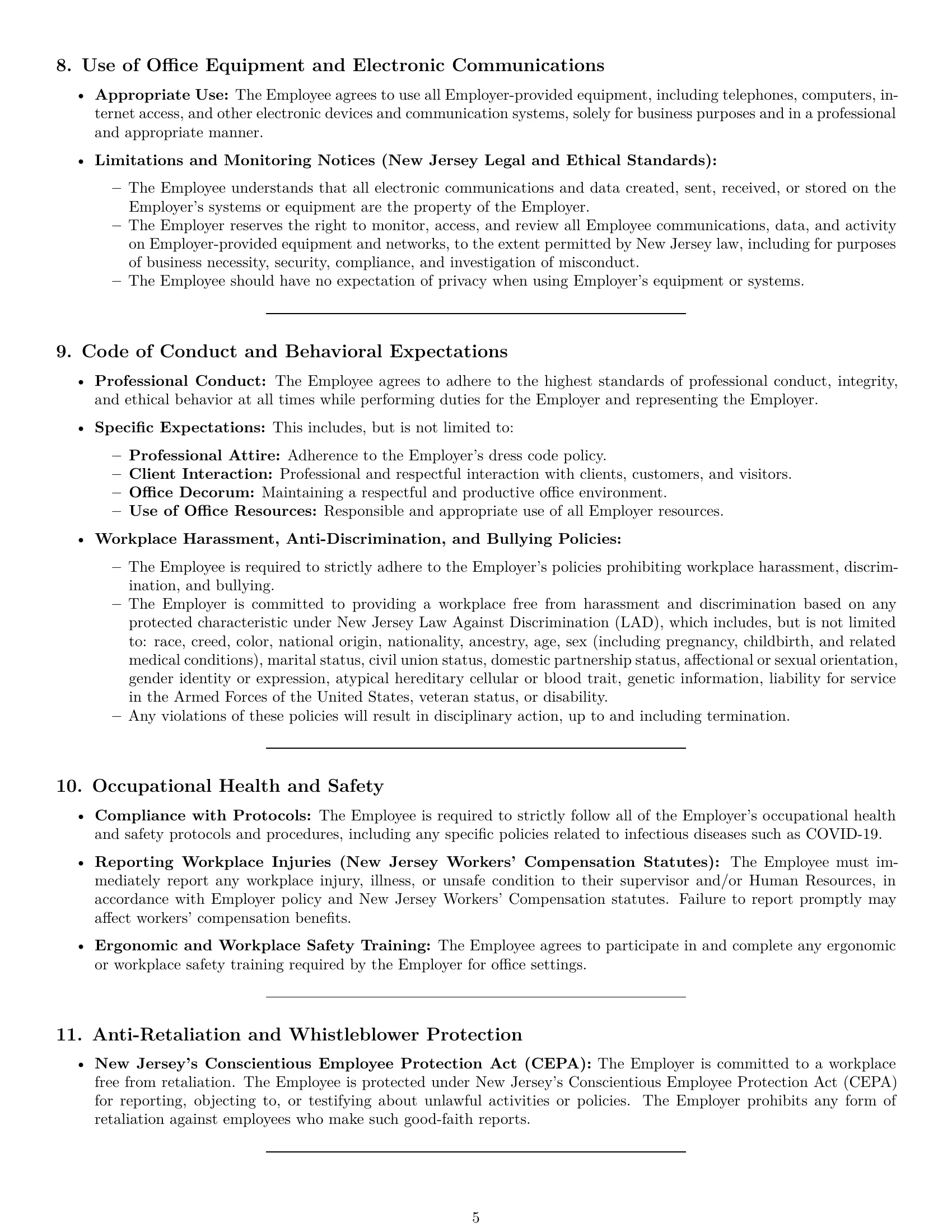 Preview page 5 of Pro New Jersey office assistant employment contract template