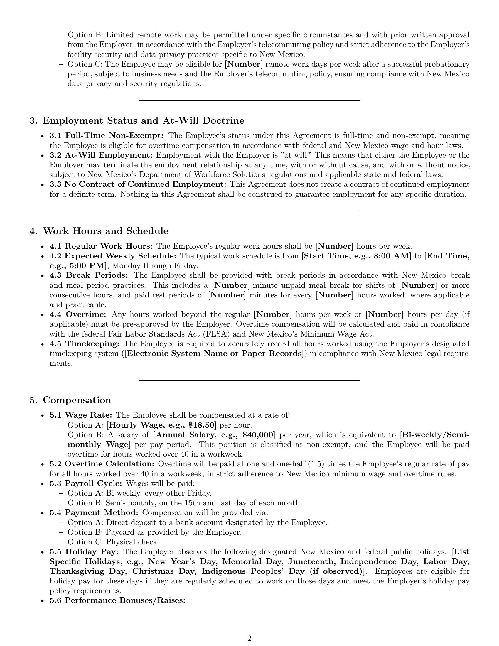 Preview page 2 of Pro New Mexico office assistant employment contract template