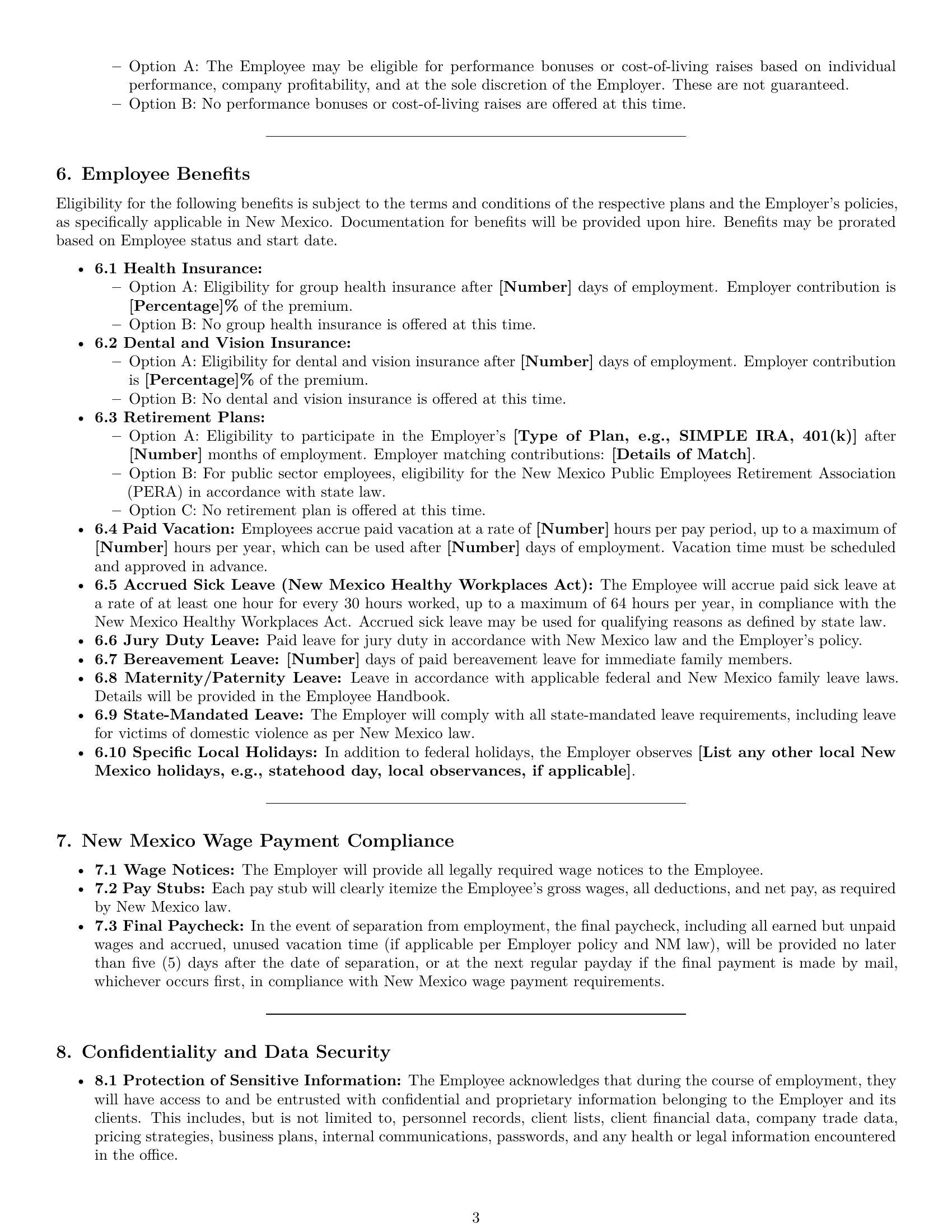 Preview page 3 of Pro New Mexico office assistant employment contract template