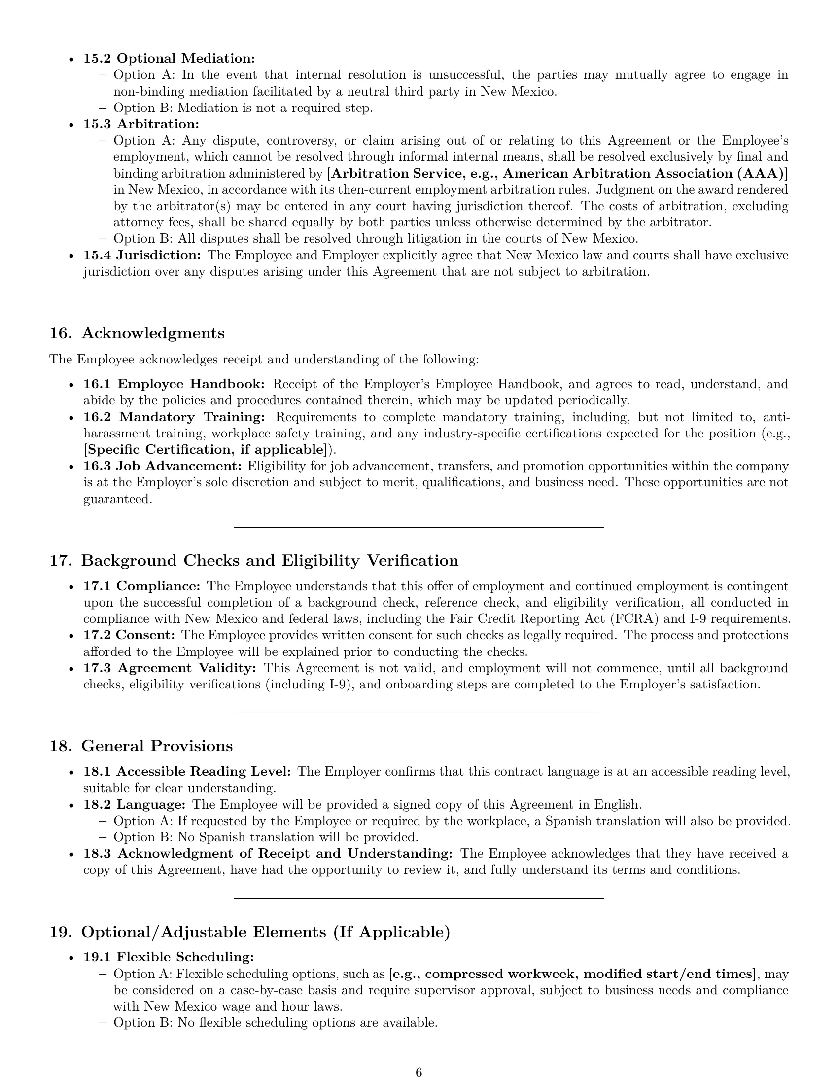 Preview page 6 of Pro New Mexico office assistant employment contract template