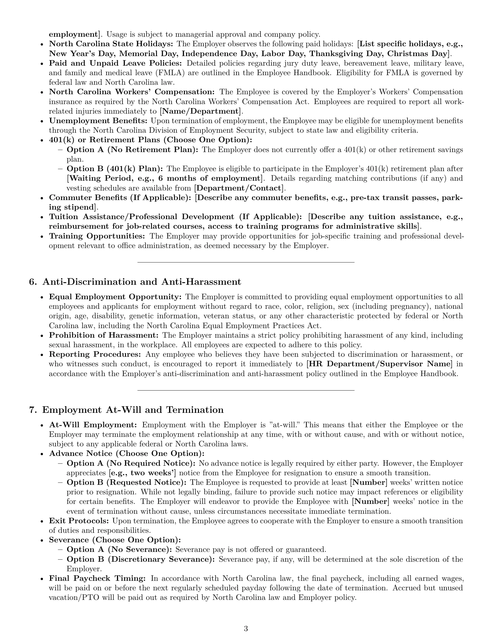 Preview page 3 of Pro North Carolina office assistant employment contract template