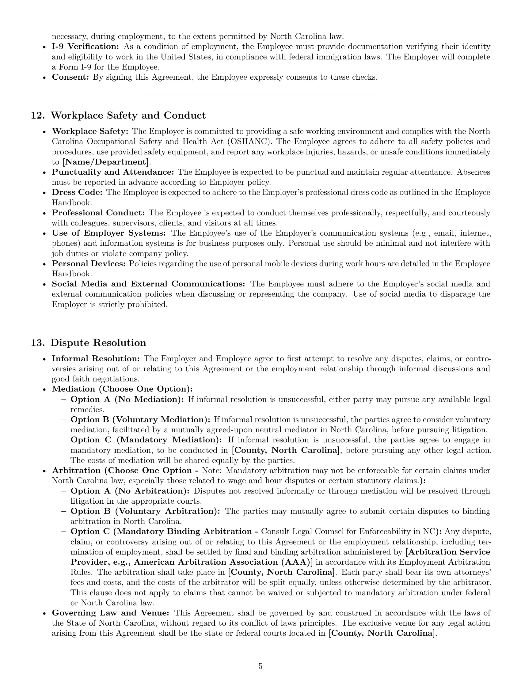 Preview page 5 of Pro North Carolina office assistant employment contract template