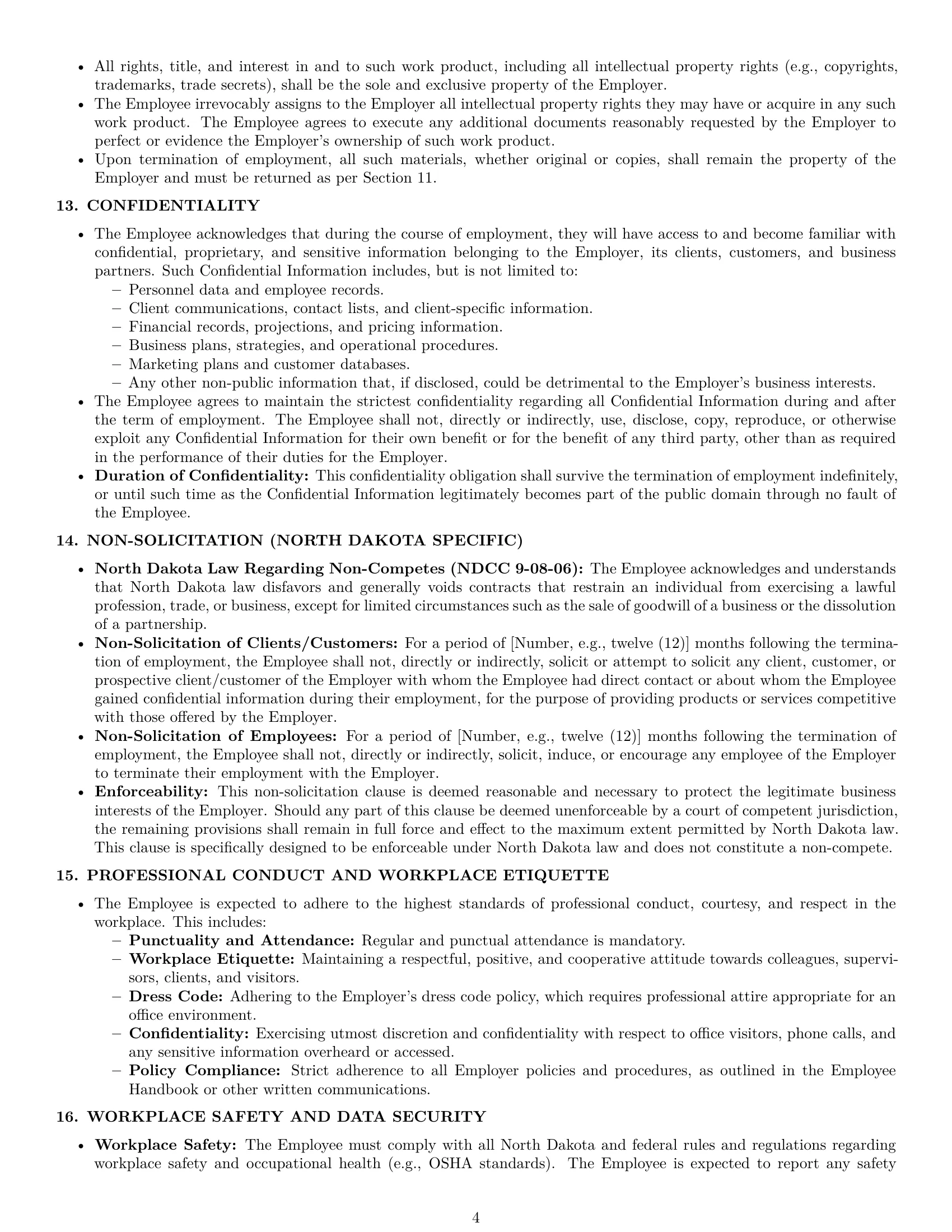 Preview page 4 of Pro North Dakota office assistant employment contract template