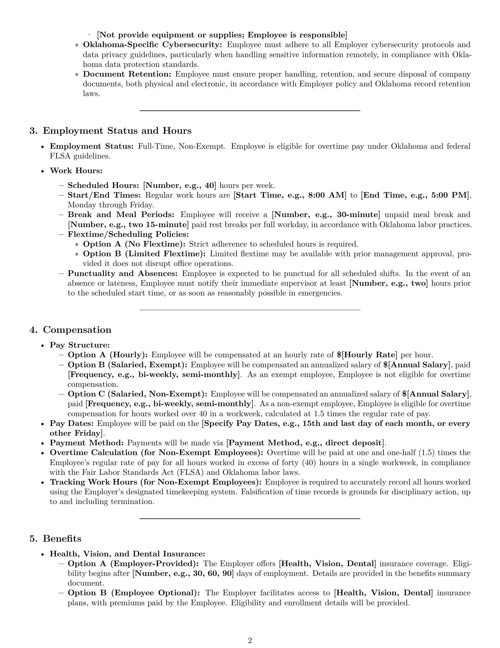 Preview page 2 of Pro Oklahoma office assistant employment contract template