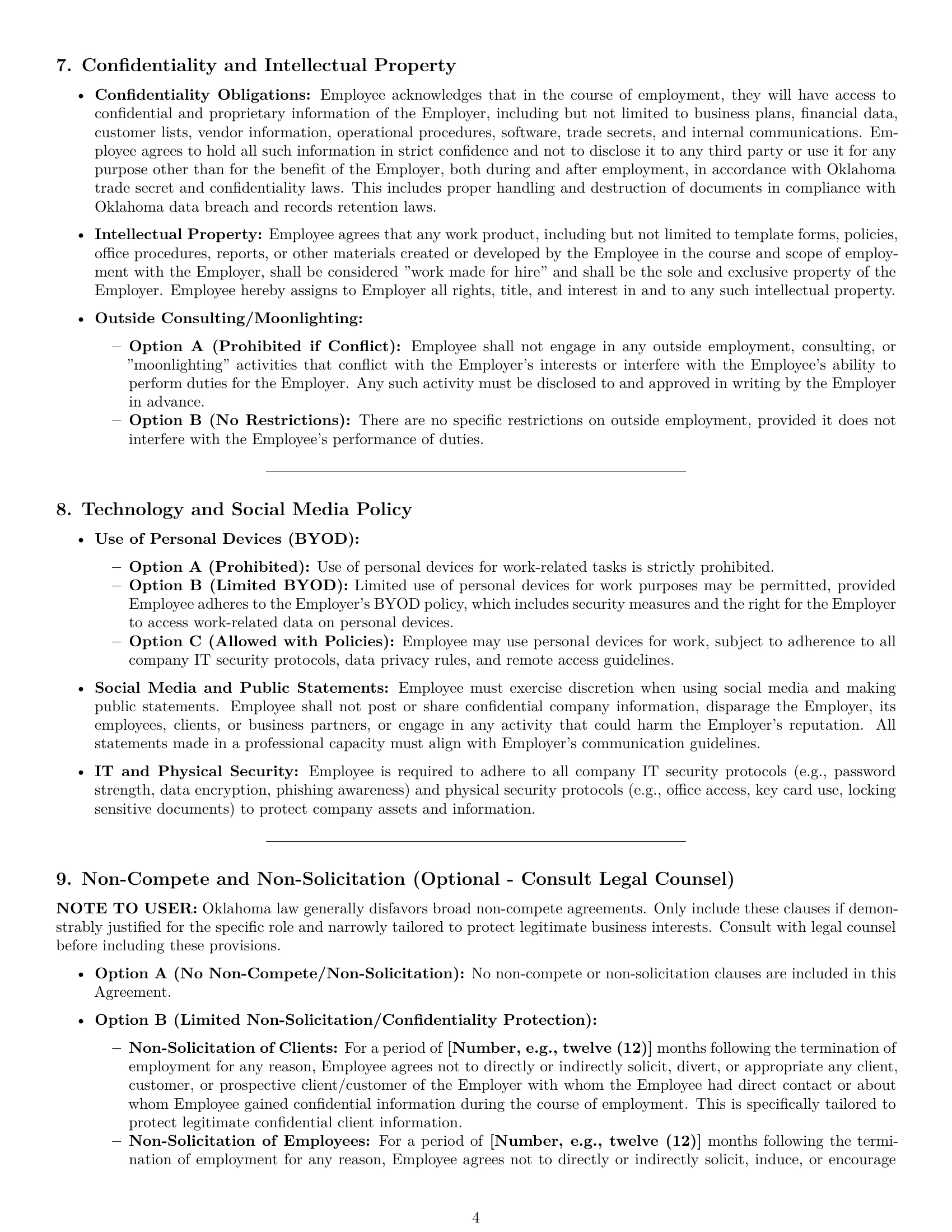 Preview page 4 of Pro Oklahoma office assistant employment contract template