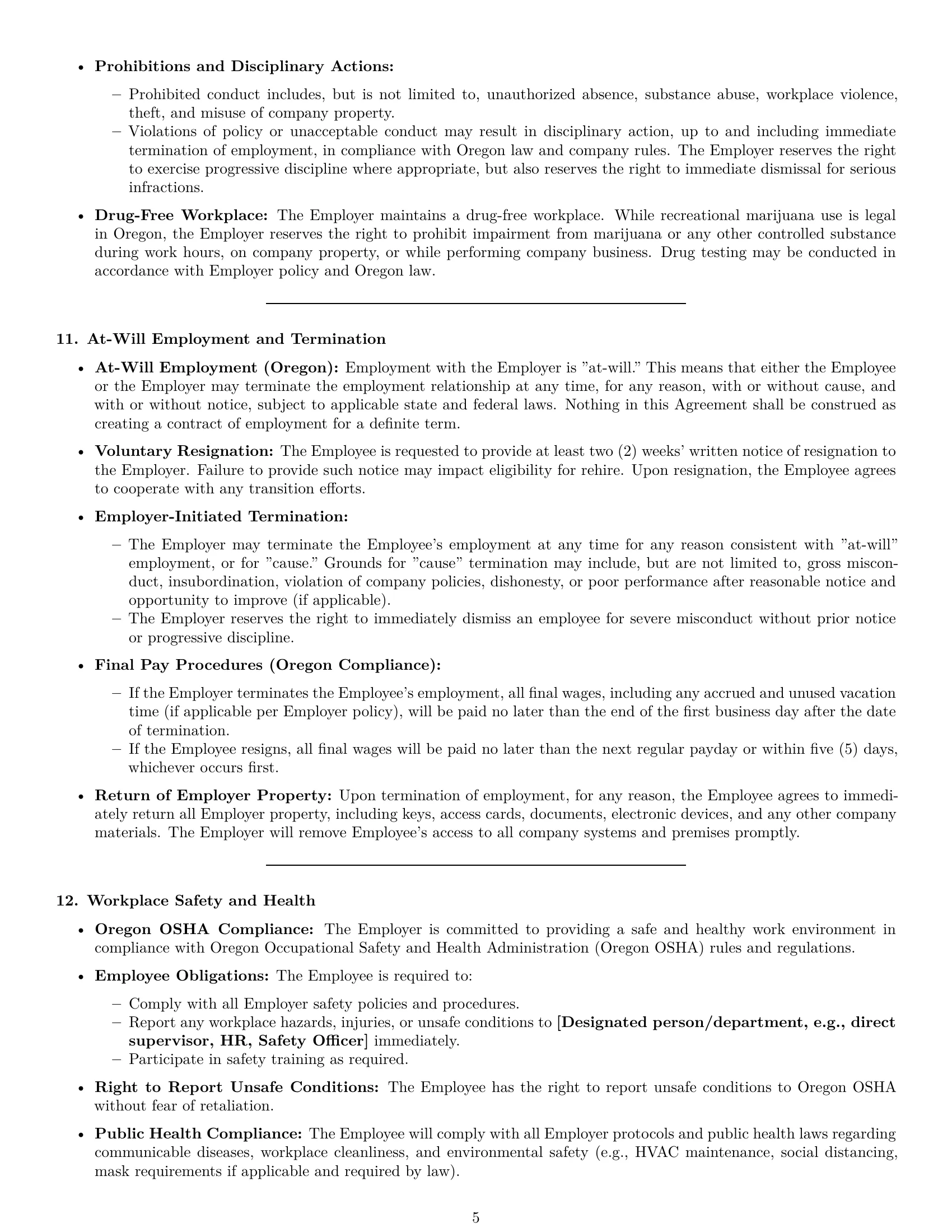 Preview page 5 of Pro Oregon office assistant employment contract template