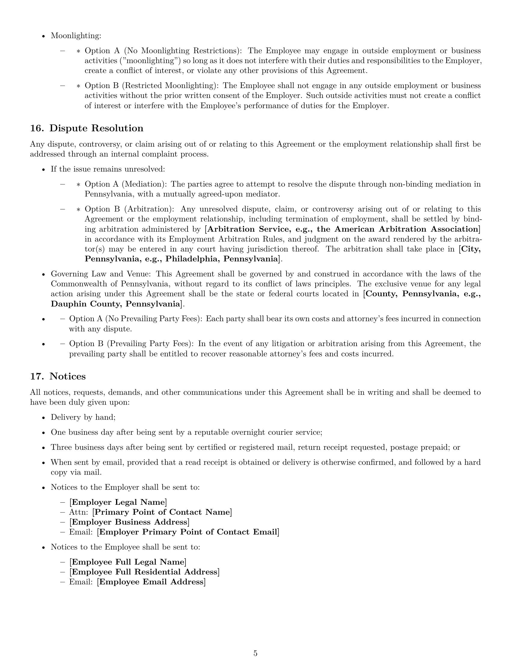 Preview page 5 of Pro Pennsylvania office assistant employment contract template
