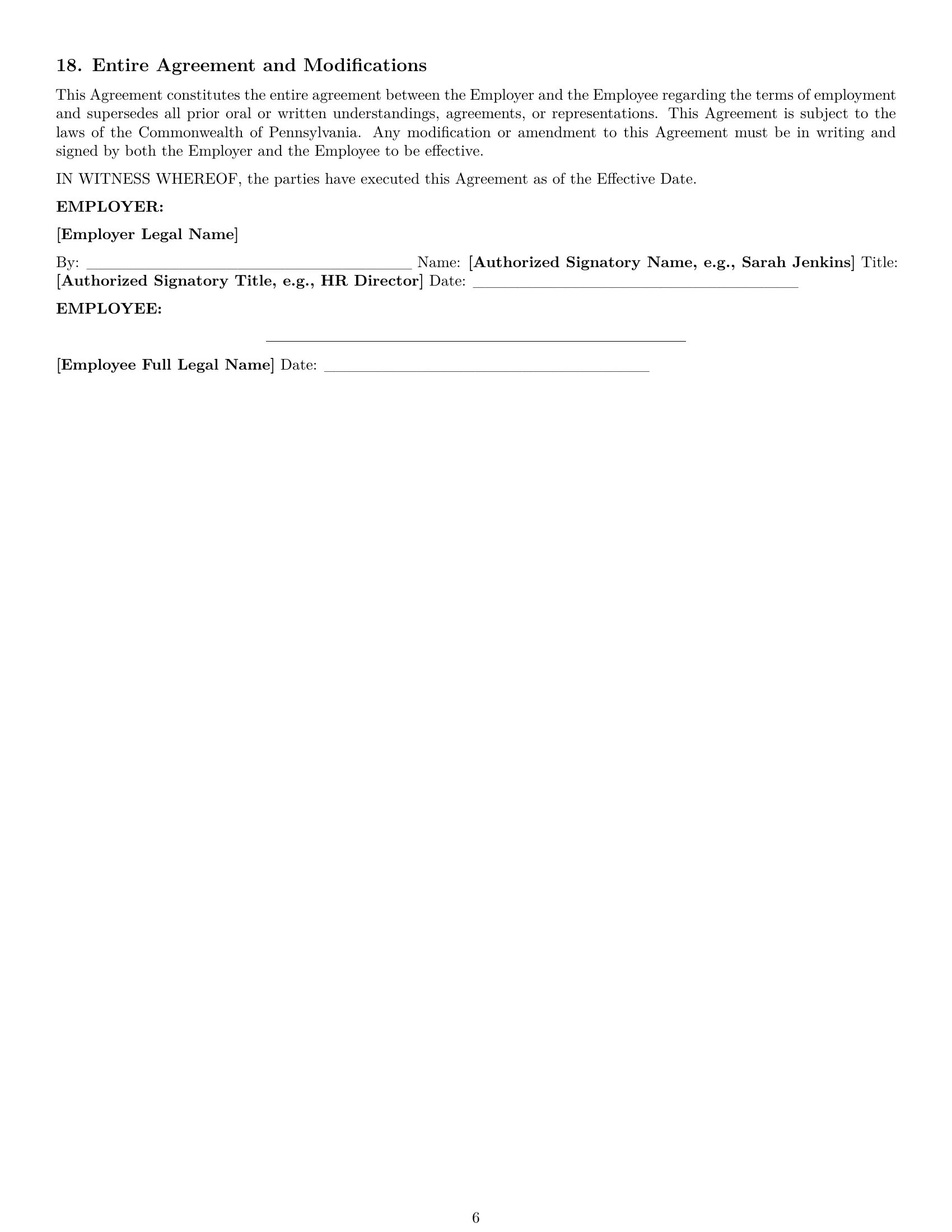 Preview page 6 of Pro Pennsylvania office assistant employment contract template