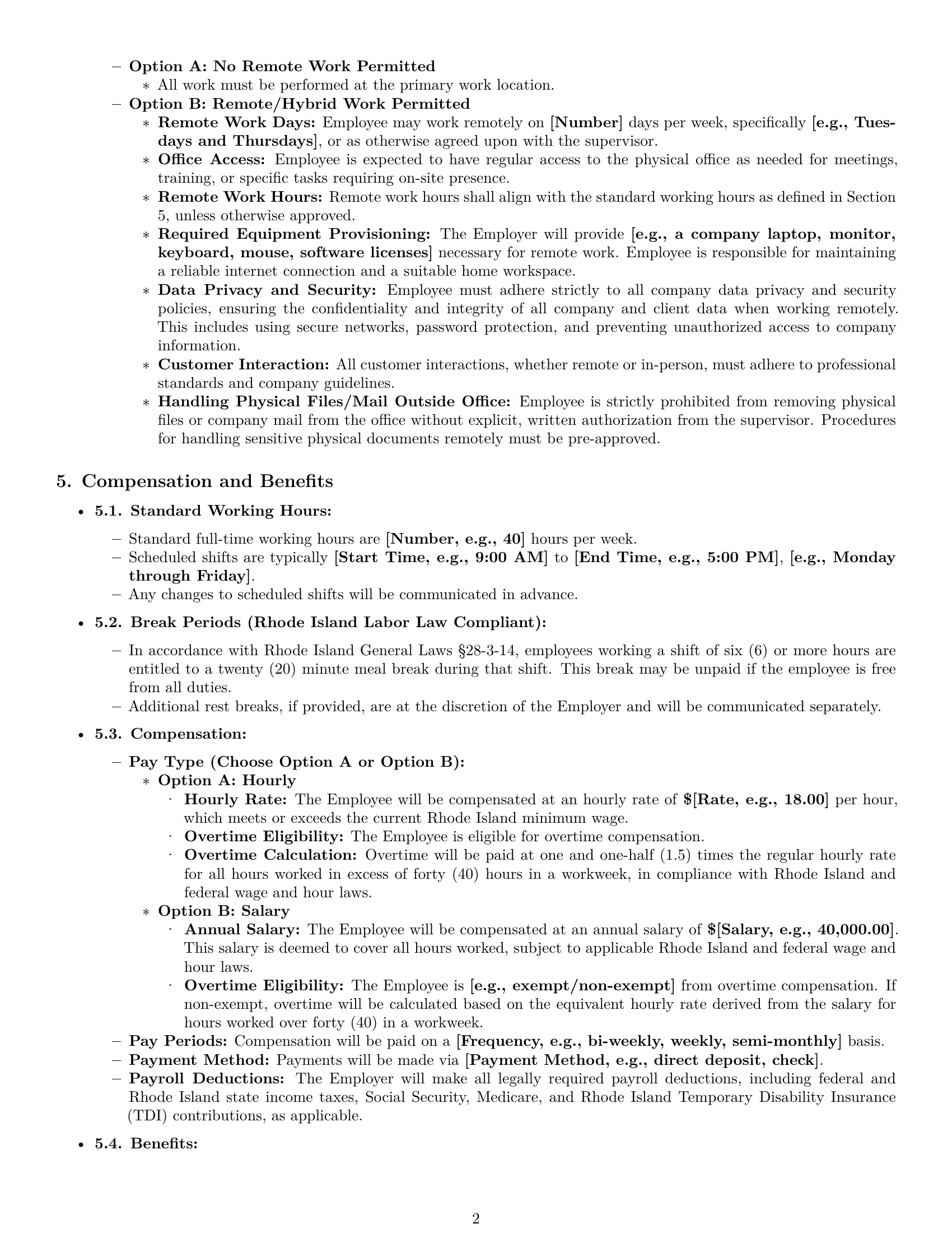 Preview page 2 of Pro Rhode Island office assistant employment contract template