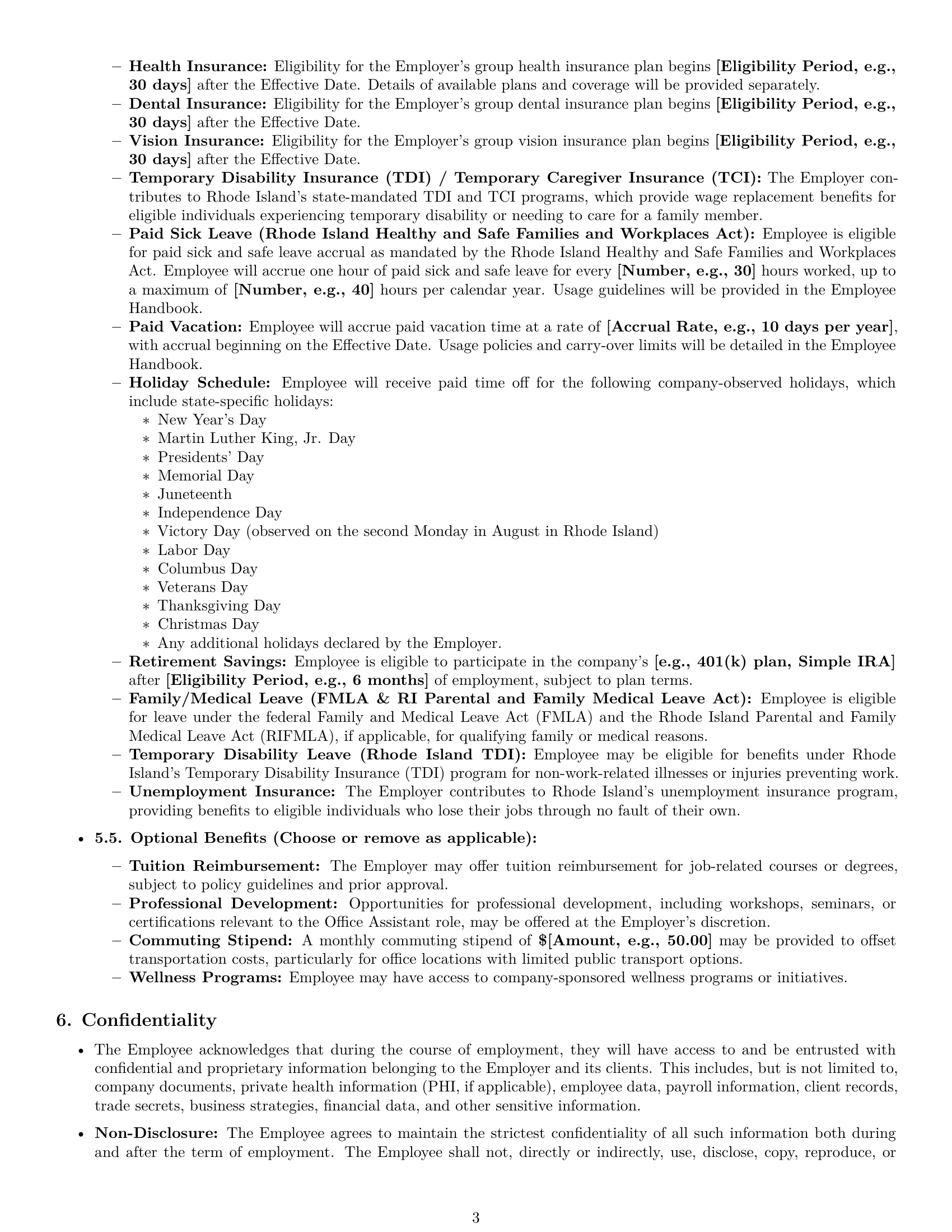 Preview page 3 of Pro Rhode Island office assistant employment contract template