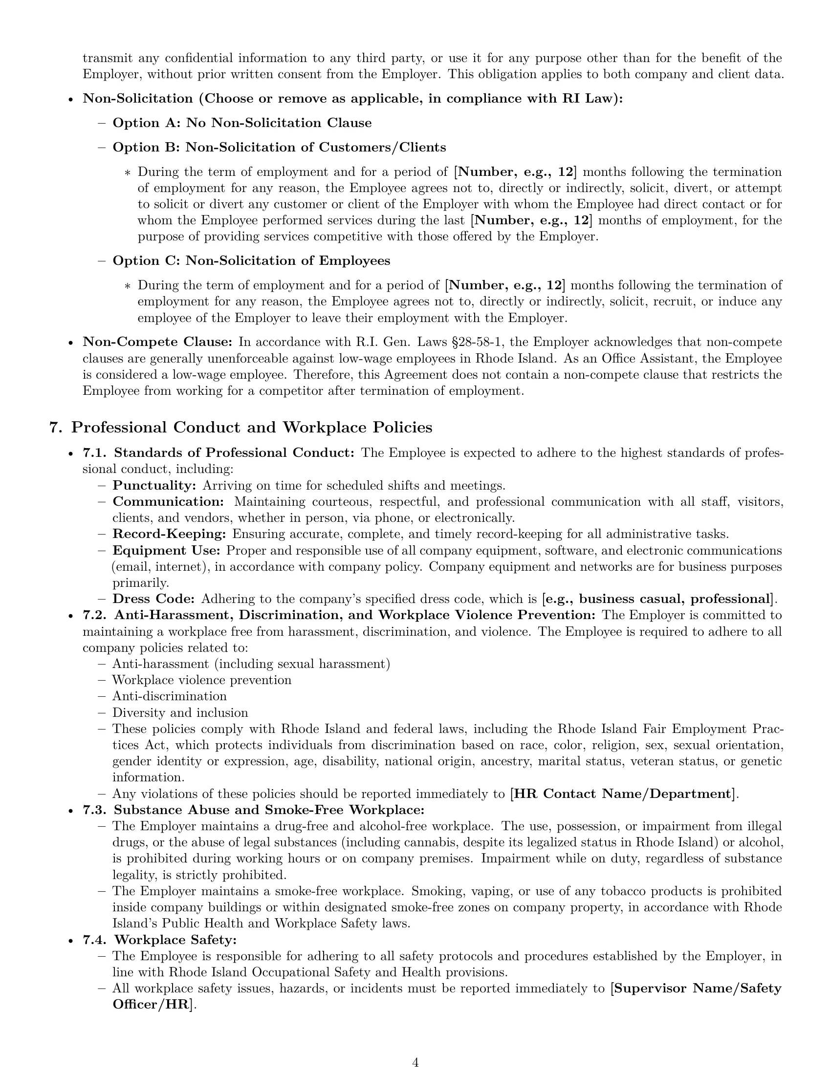 Preview page 4 of Pro Rhode Island office assistant employment contract template