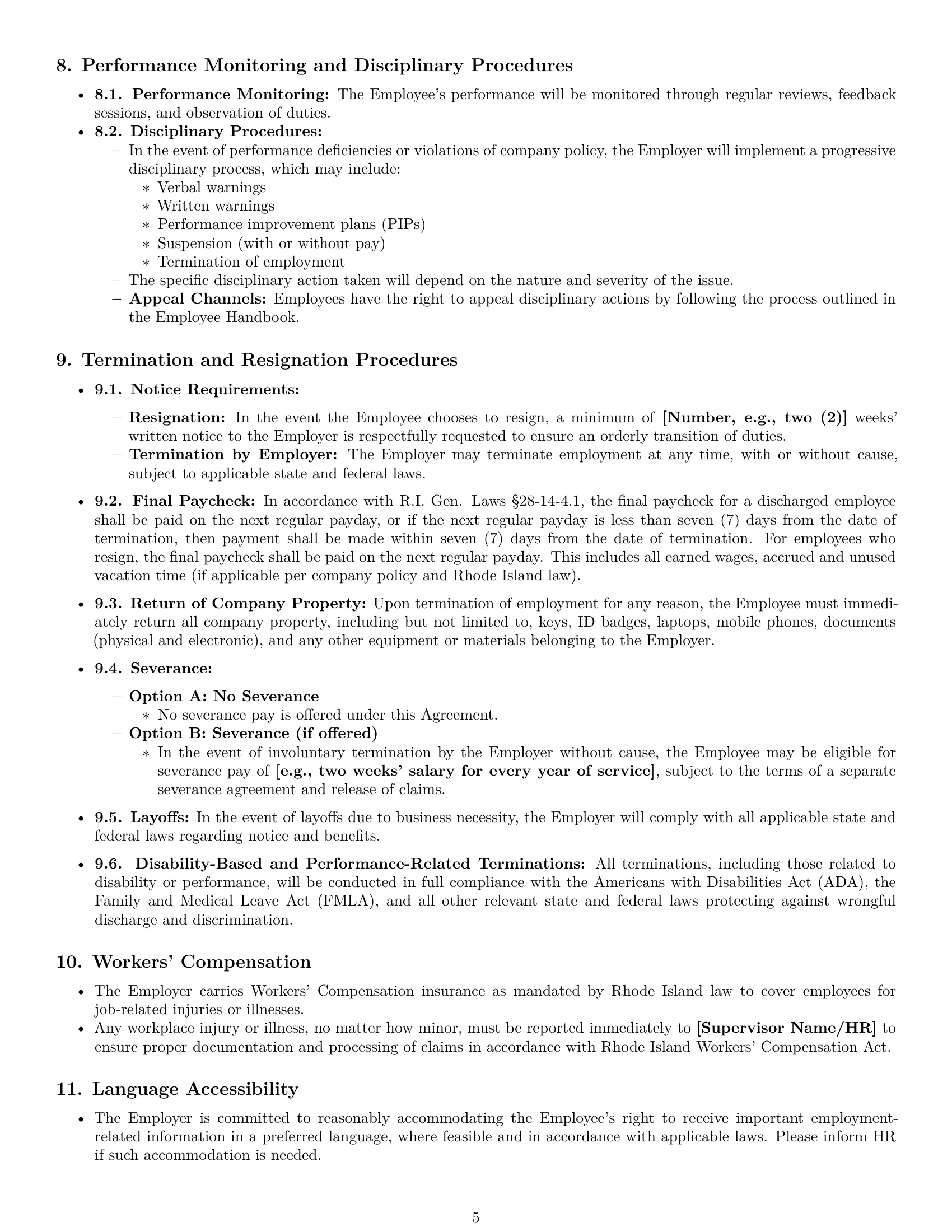 Preview page 5 of Pro Rhode Island office assistant employment contract template
