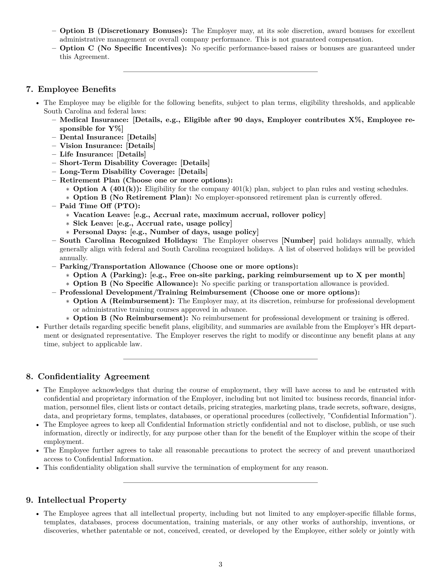 Preview page 3 of Pro South Carolina office assistant employment contract template