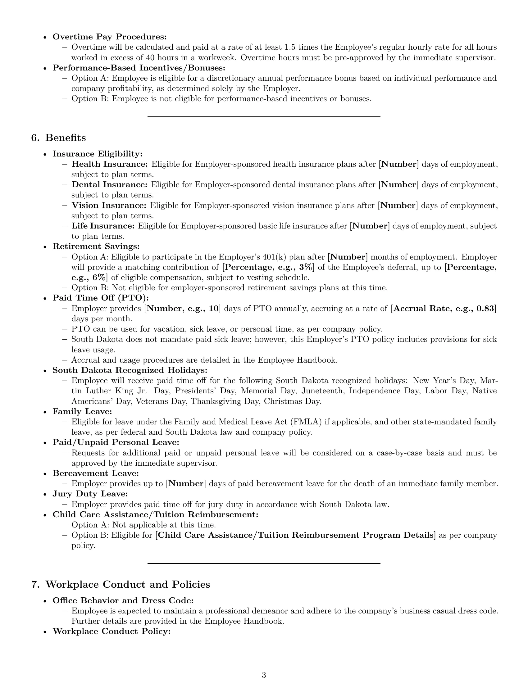 Preview page 3 of Pro South Dakota office assistant employment contract template