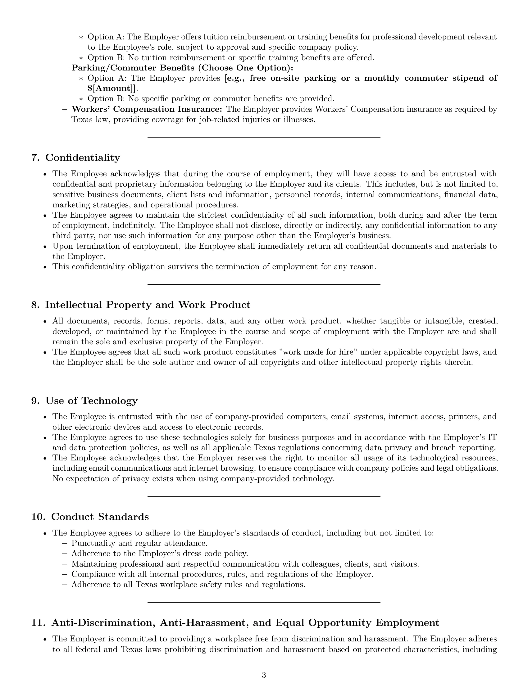 Preview page 3 of Pro Texas office assistant employment contract template