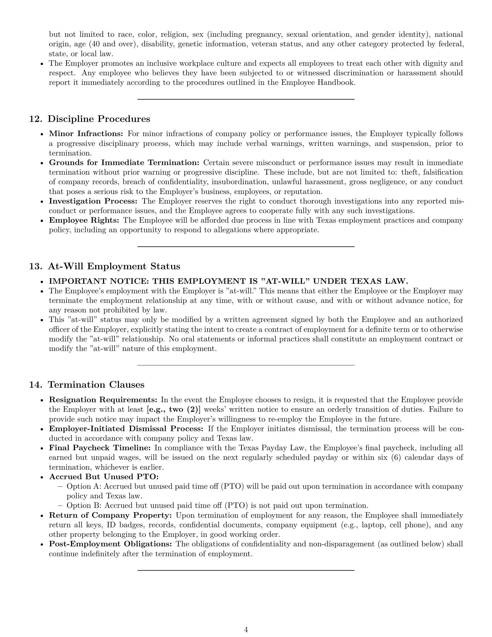 Preview page 4 of Pro Texas office assistant employment contract template