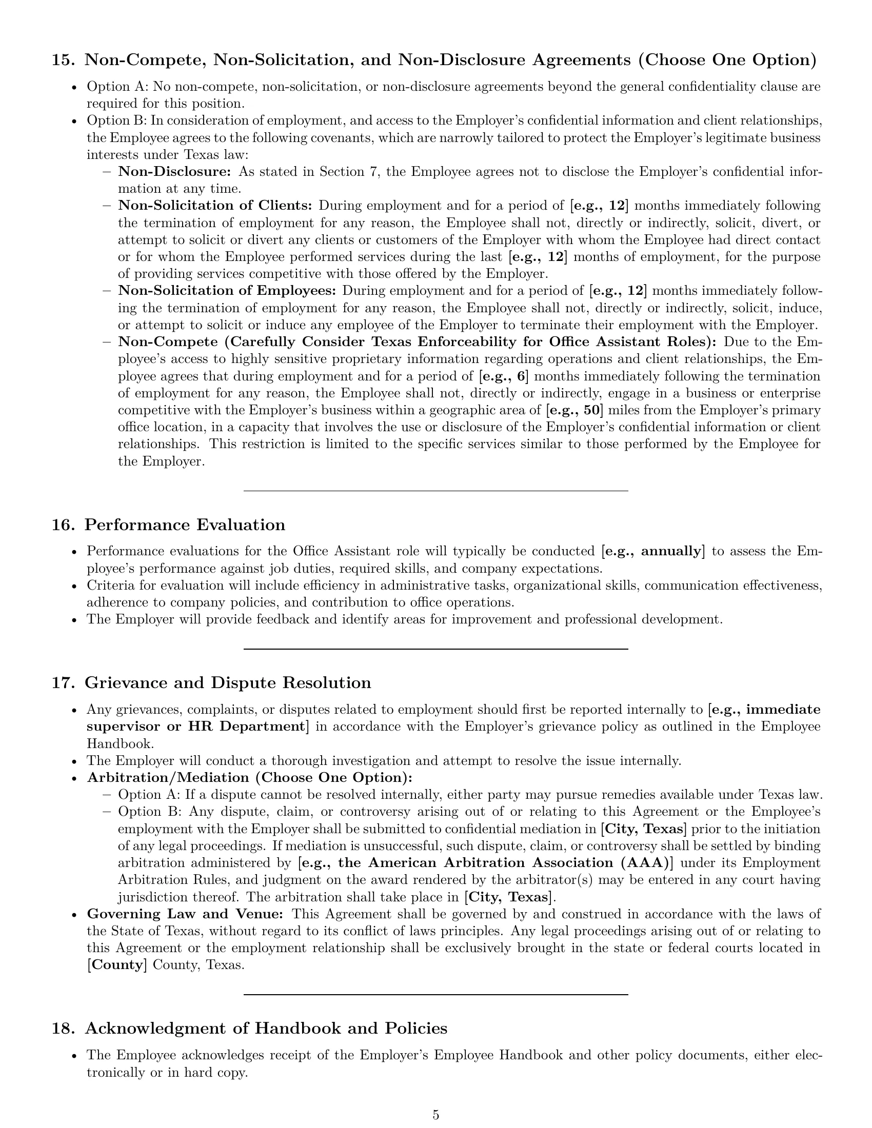 Preview page 5 of Pro Texas office assistant employment contract template