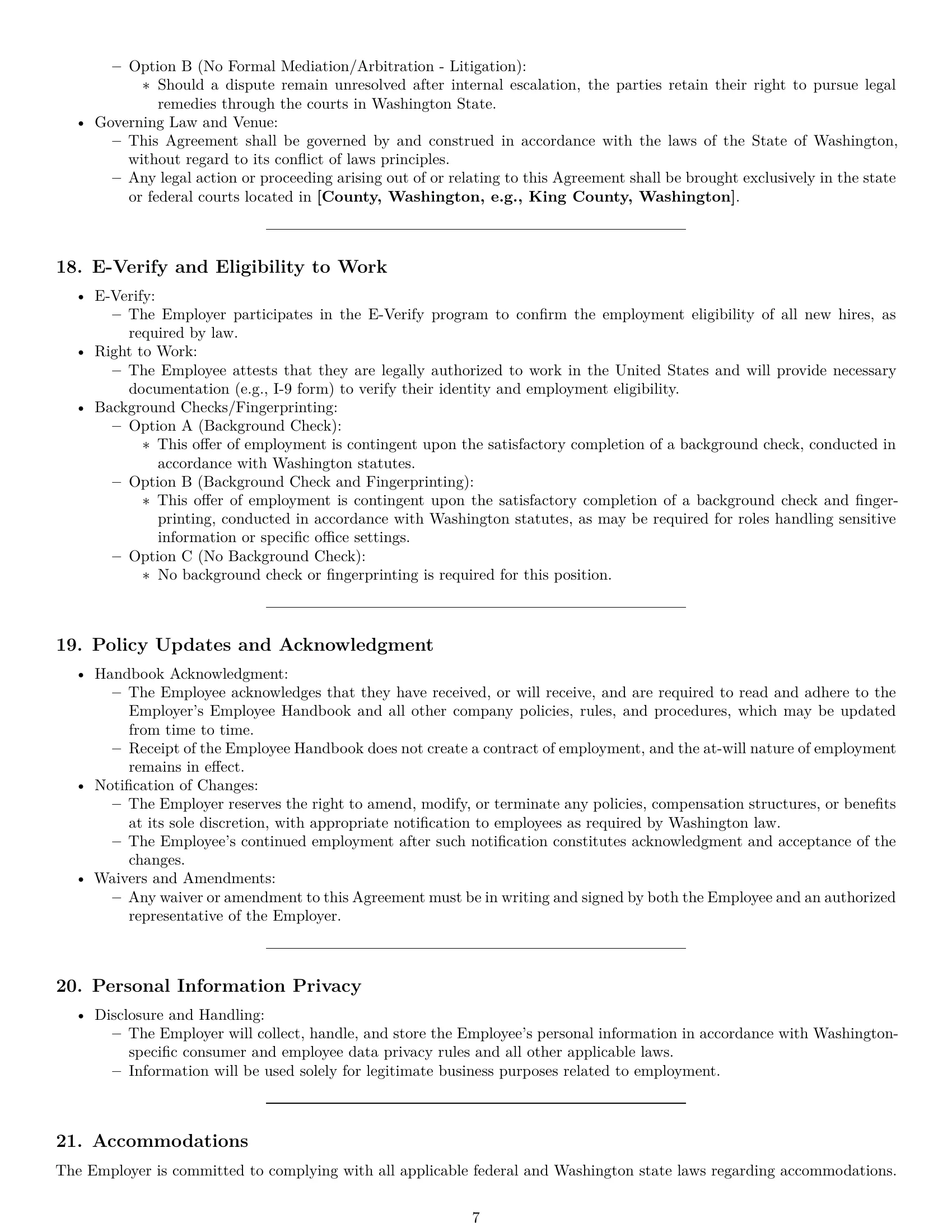 Preview page 7 of Pro Washington office assistant employment contract template