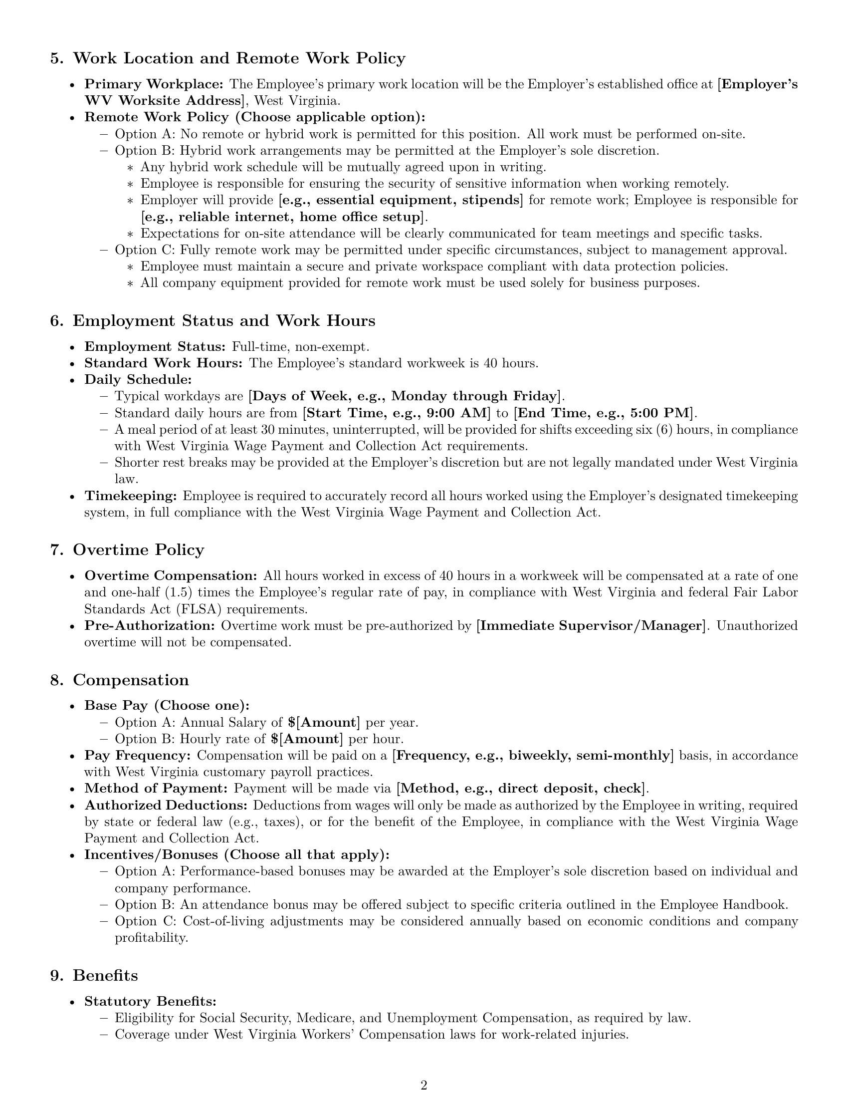 Preview page 2 of Pro West Virginia office assistant employment contract template