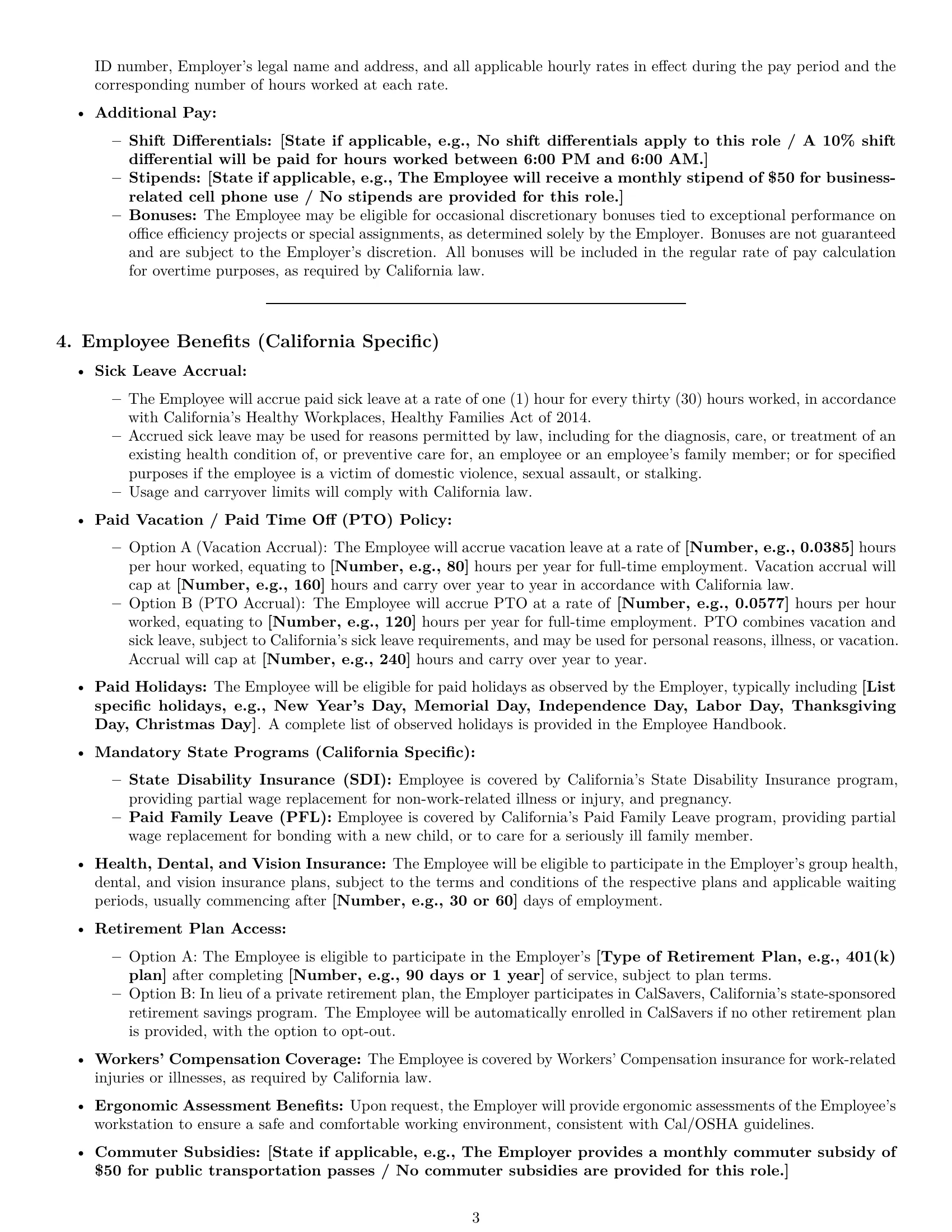 Preview page 3 of Pro California office assistant employment contract template