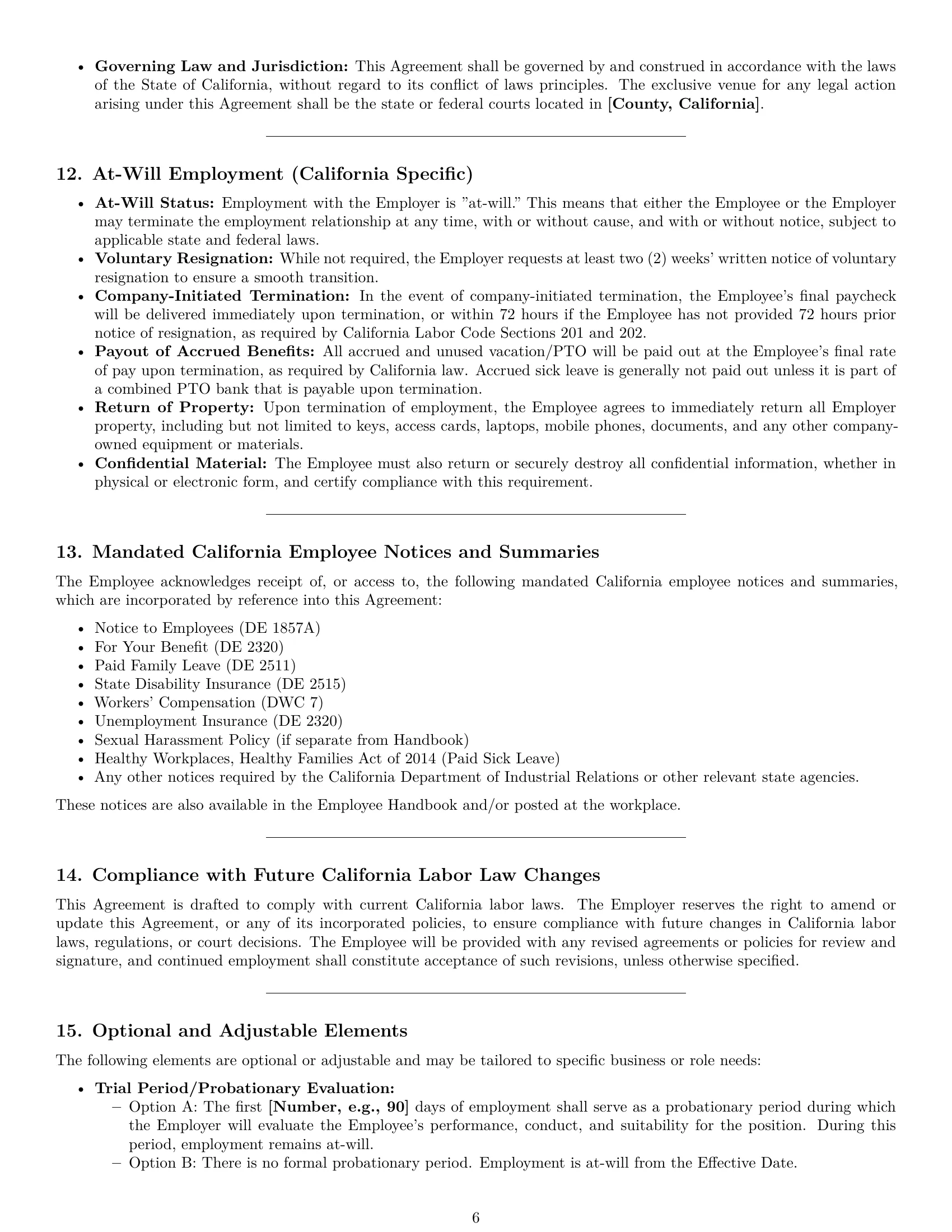 Preview page 6 of Pro California office assistant employment contract template