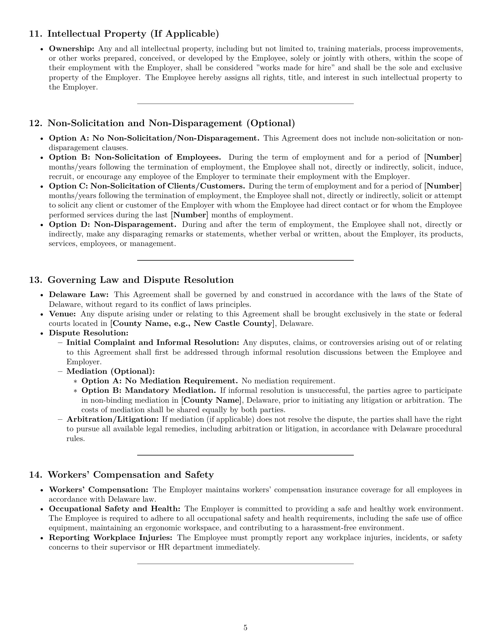 Preview page 5 of Pro Delaware office assistant employment contract template