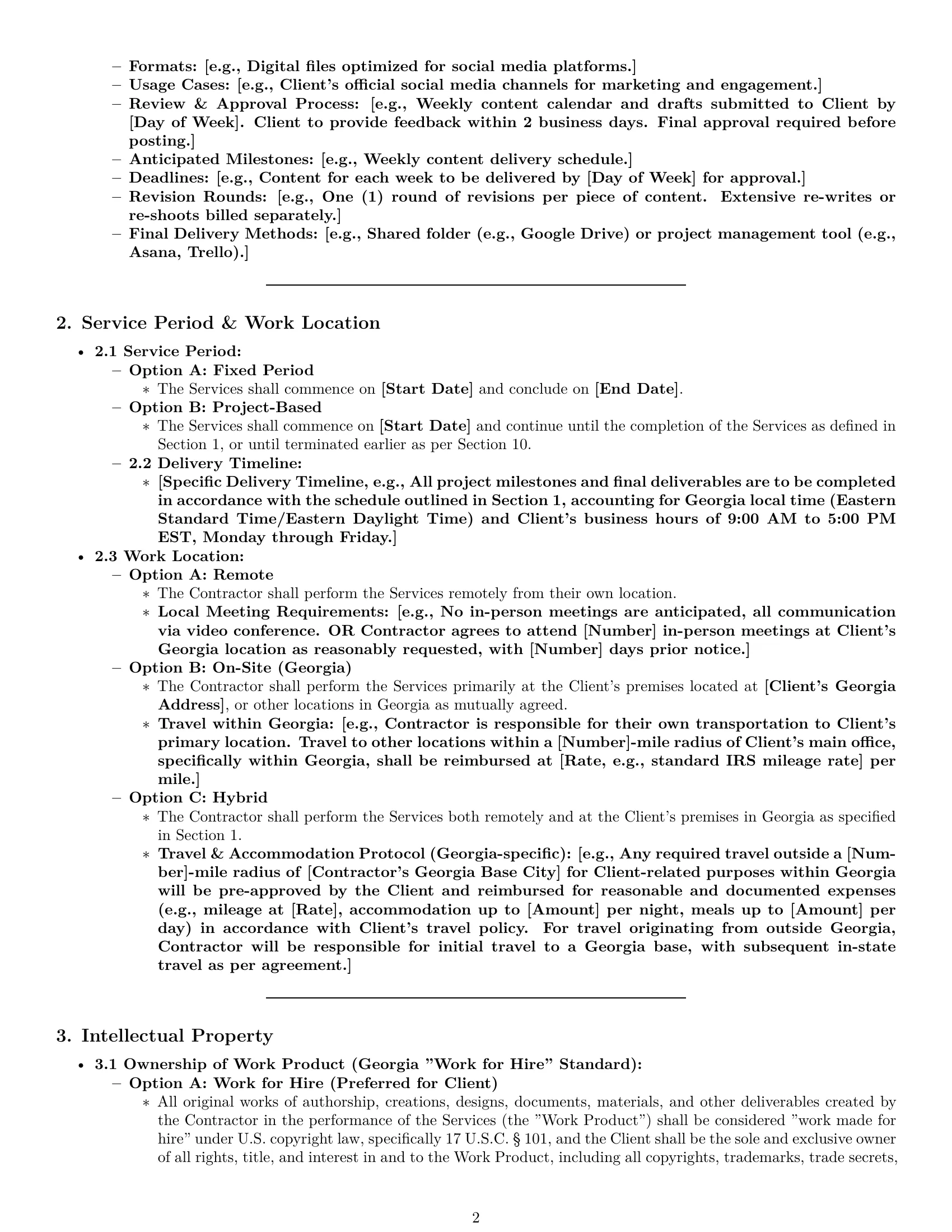 Preview page 2 of Pro Georgia creative independent contractor agreement template