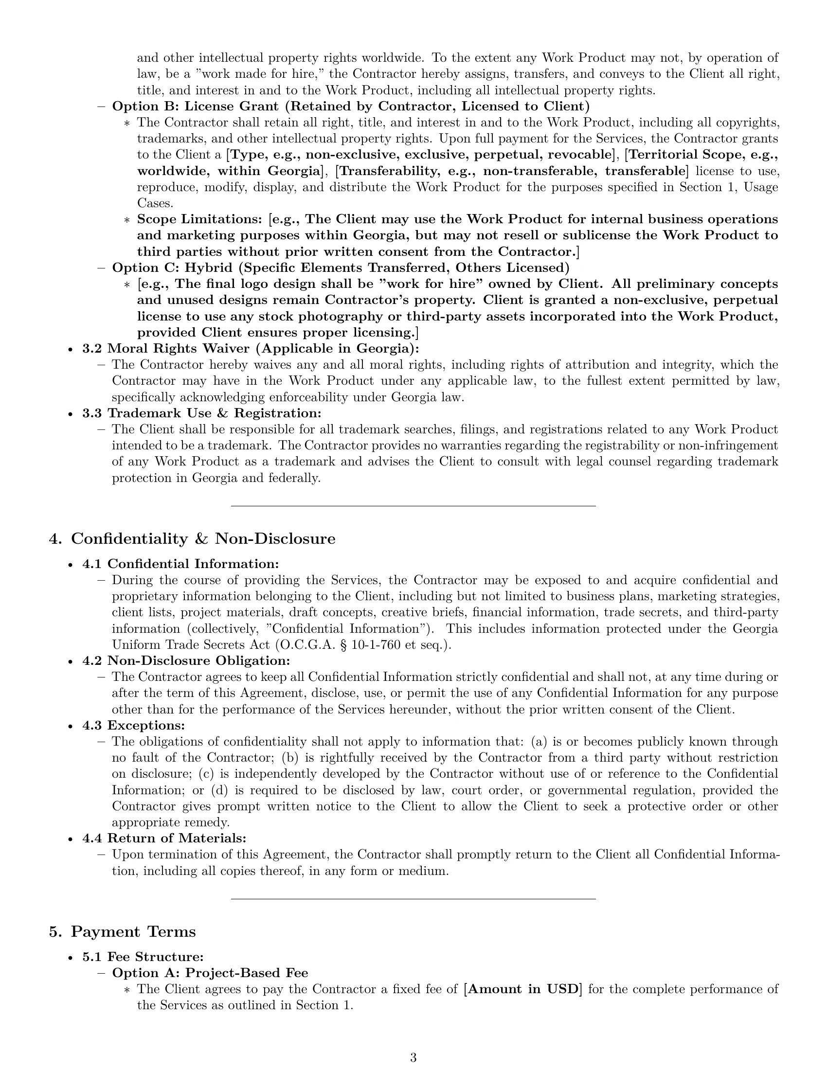 Preview page 3 of Pro Georgia creative independent contractor agreement template