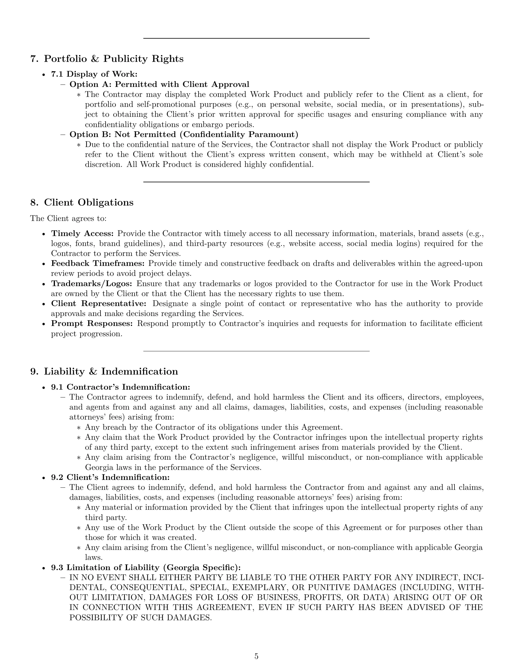 Preview page 5 of Pro Georgia creative independent contractor agreement template
