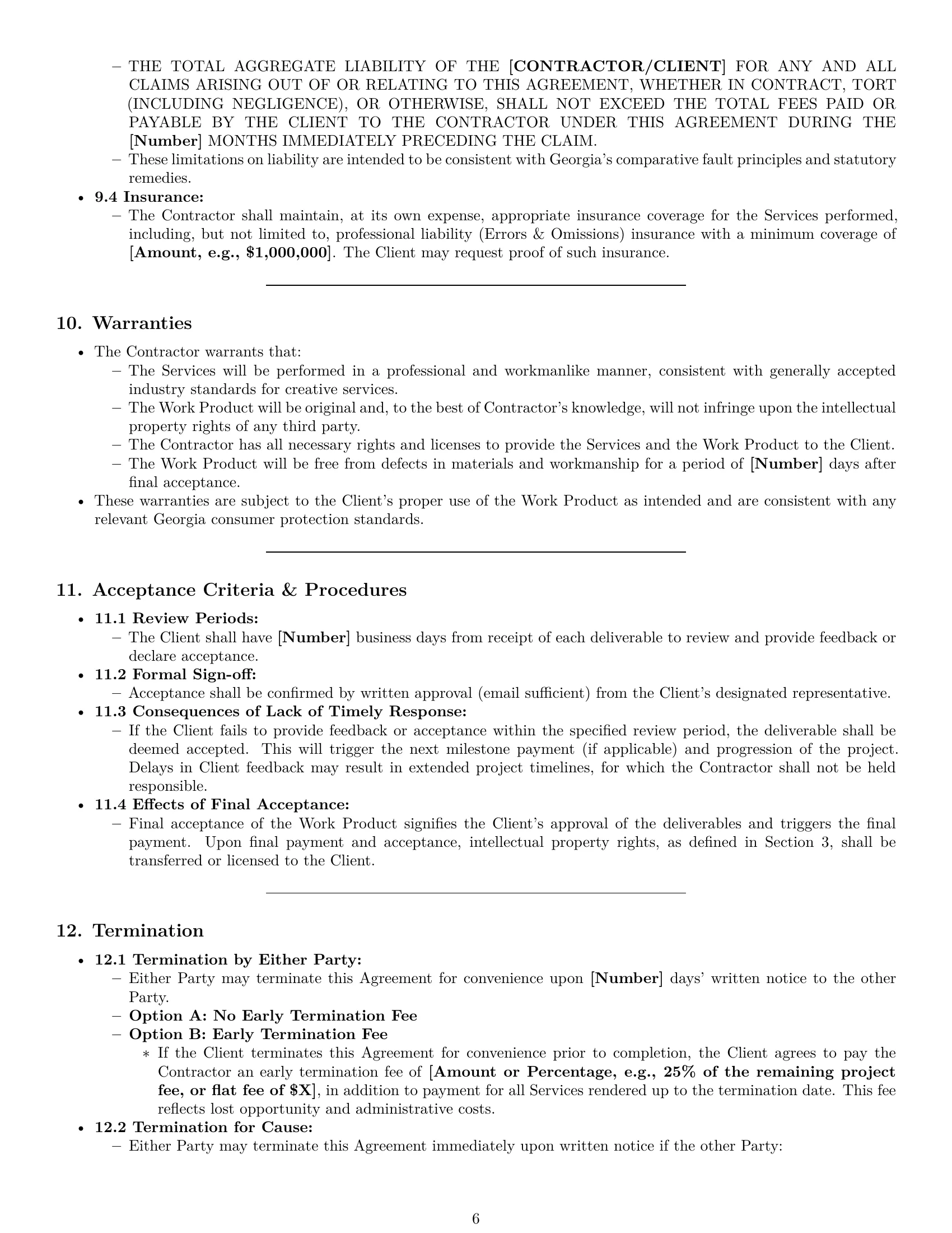 Preview page 6 of Pro Georgia creative independent contractor agreement template