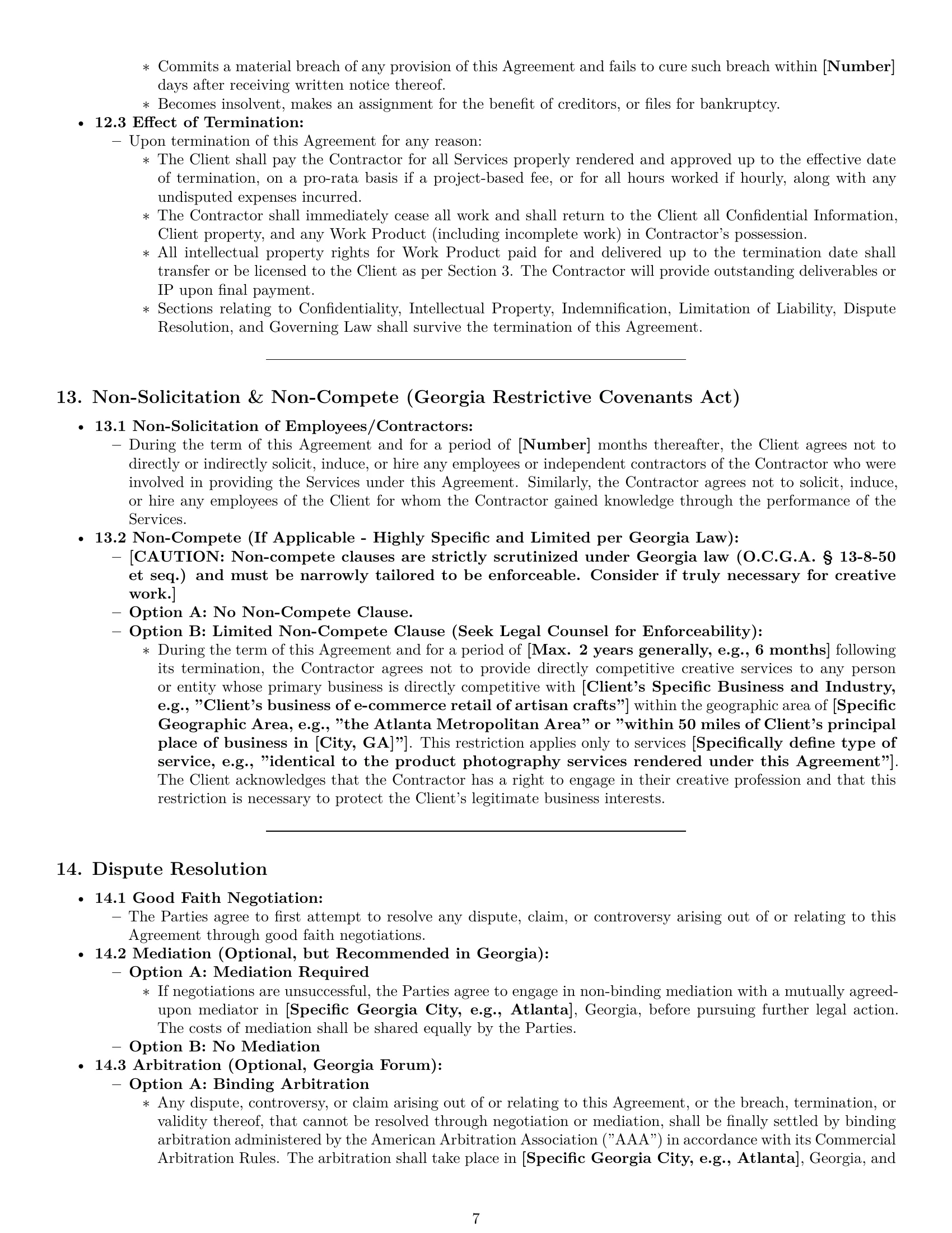 Preview page 7 of Pro Georgia creative independent contractor agreement template