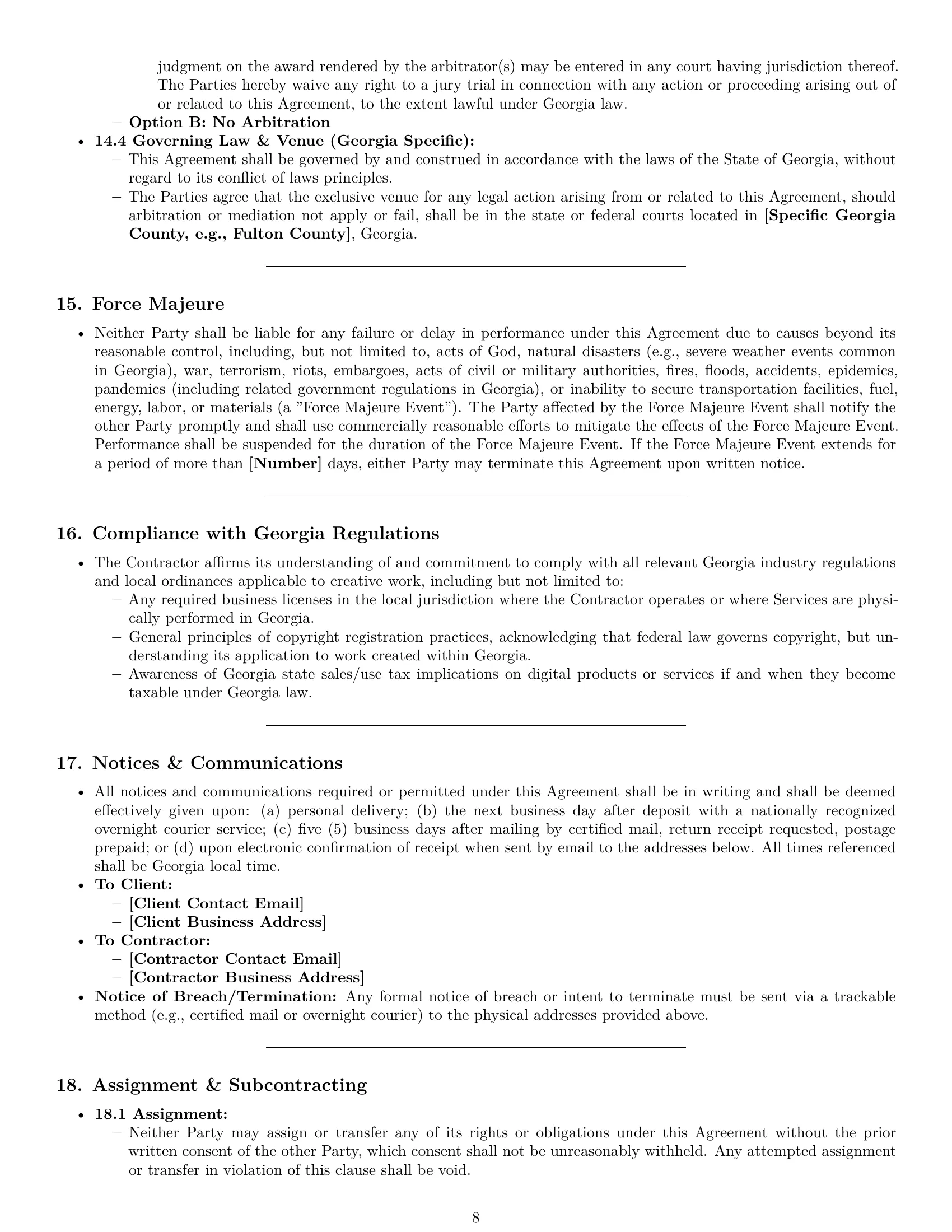 Preview page 8 of Pro Georgia creative independent contractor agreement template