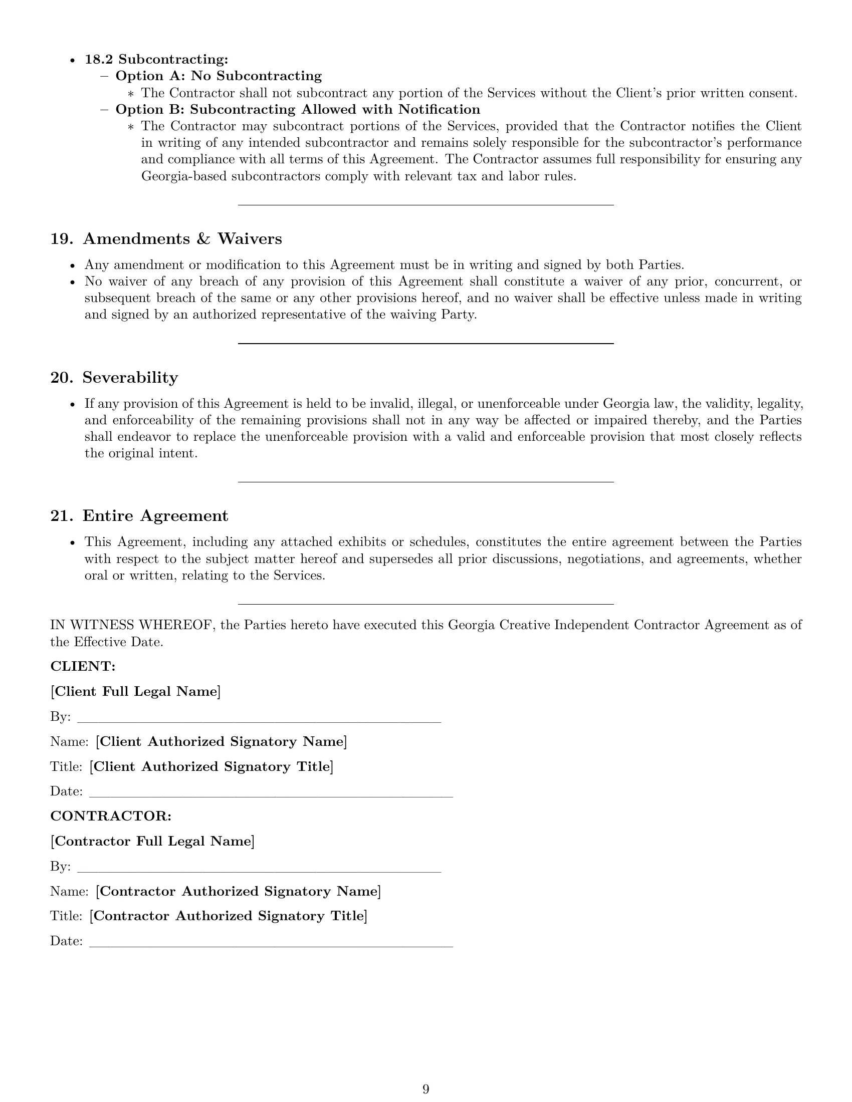 Preview page 9 of Pro Georgia creative independent contractor agreement template
