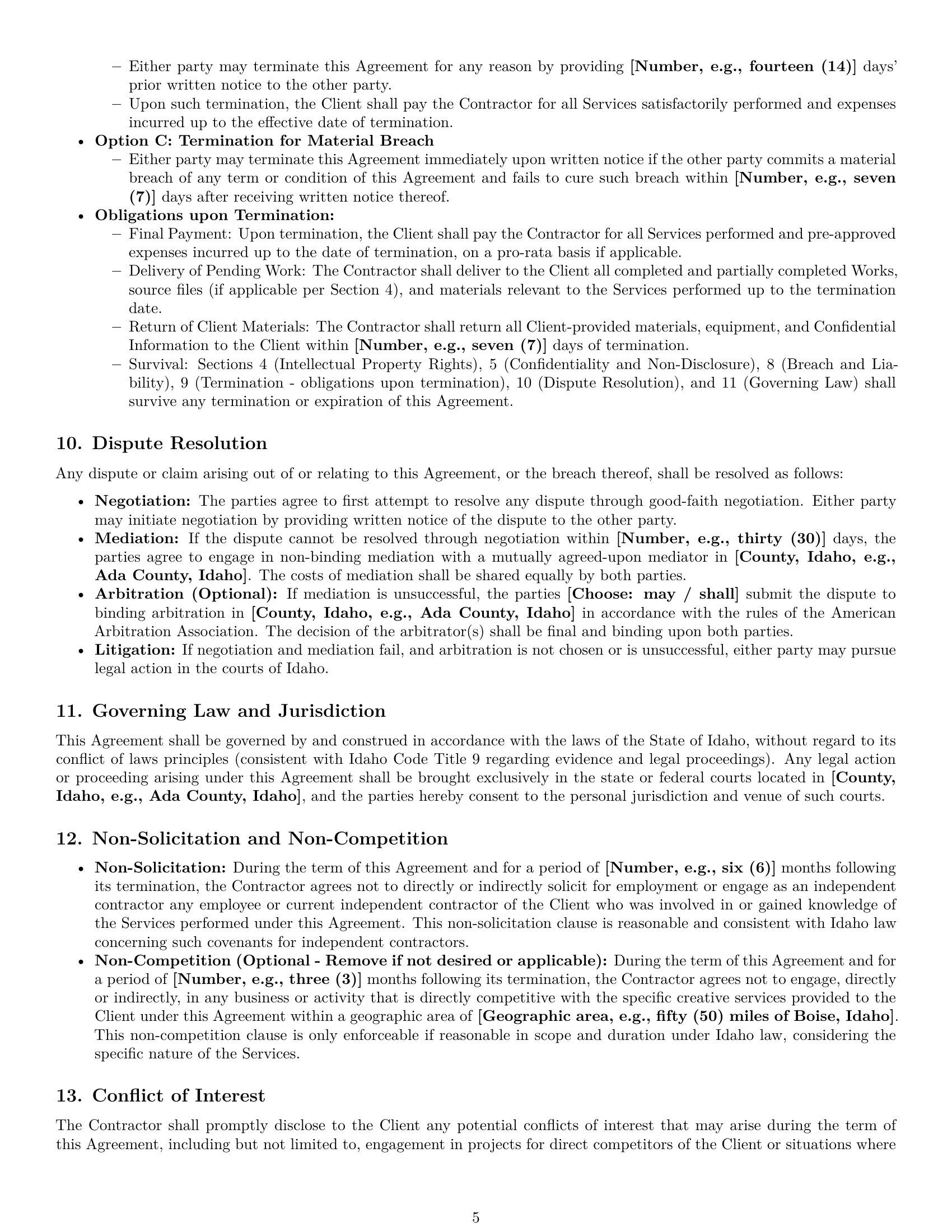 Preview page 5 of Pro Idaho creative independent contractor agreement template