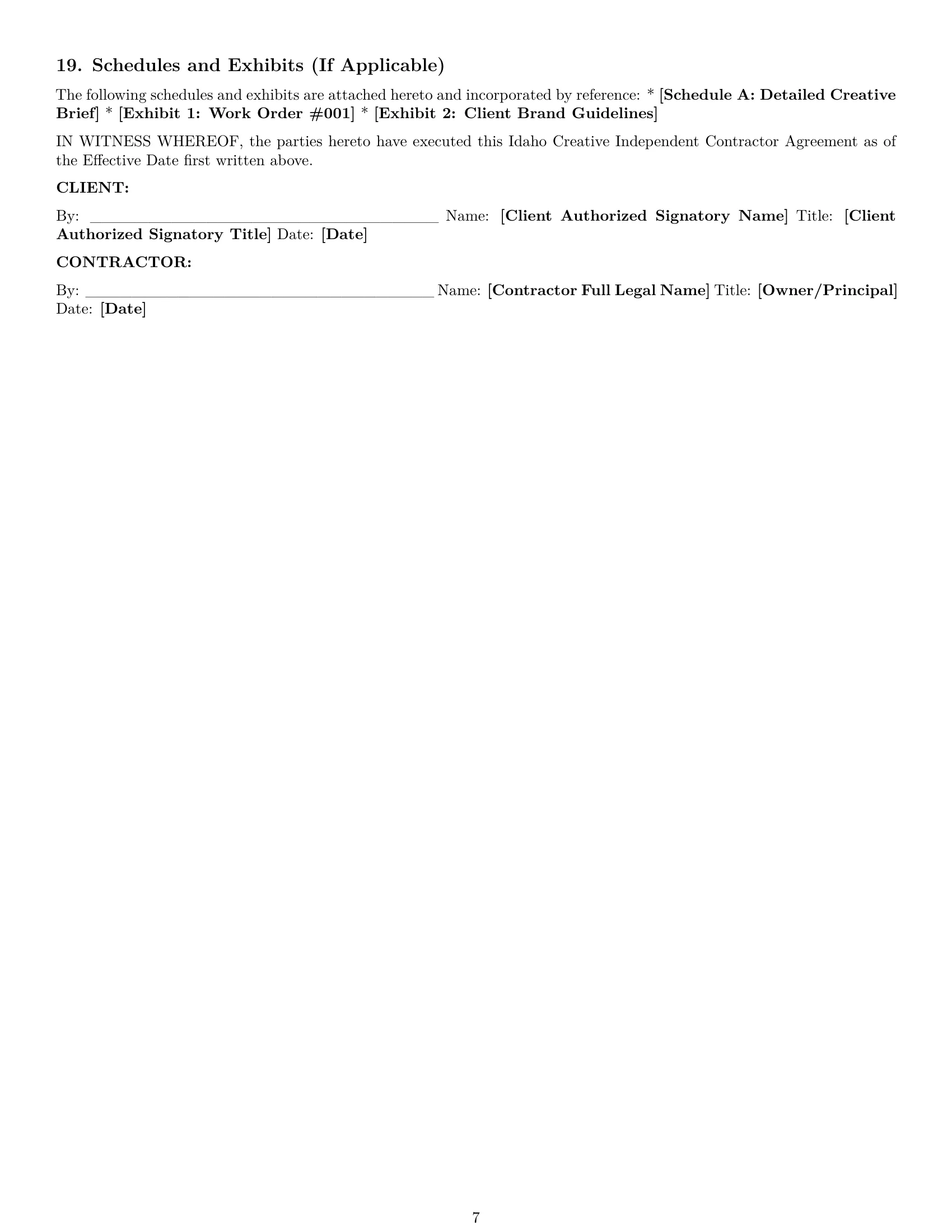 Preview page 7 of Pro Idaho creative independent contractor agreement template