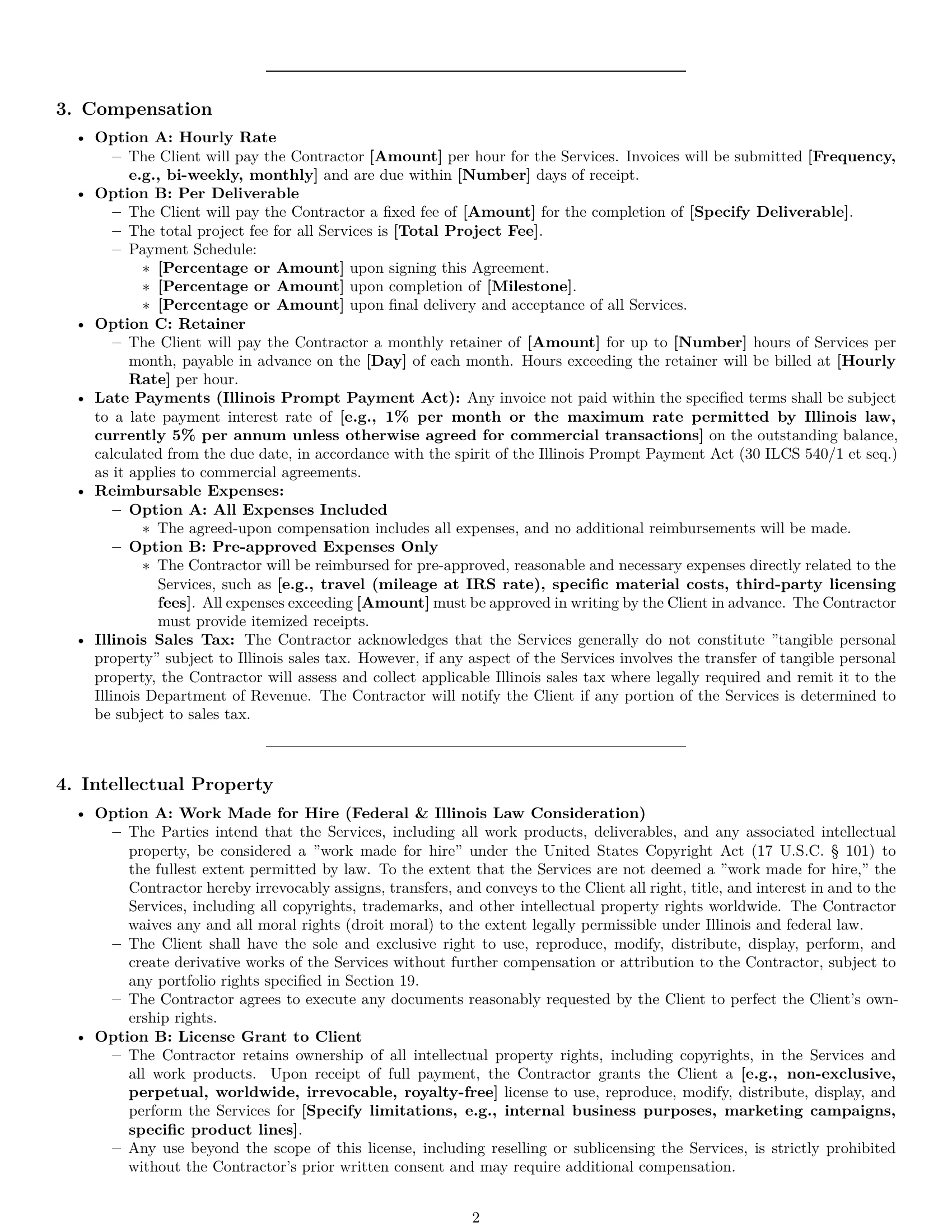 Preview page 2 of Pro Illinois creative independent contractor agreement template