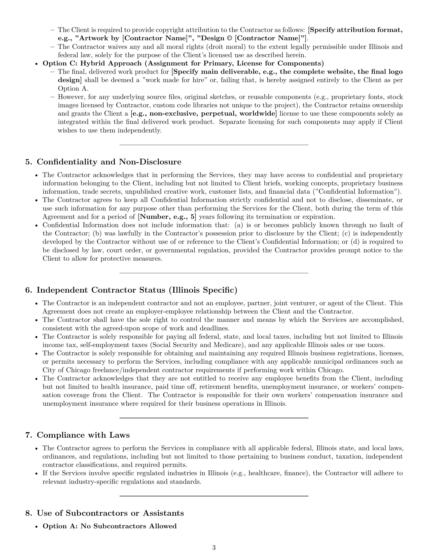 Preview page 3 of Pro Illinois creative independent contractor agreement template