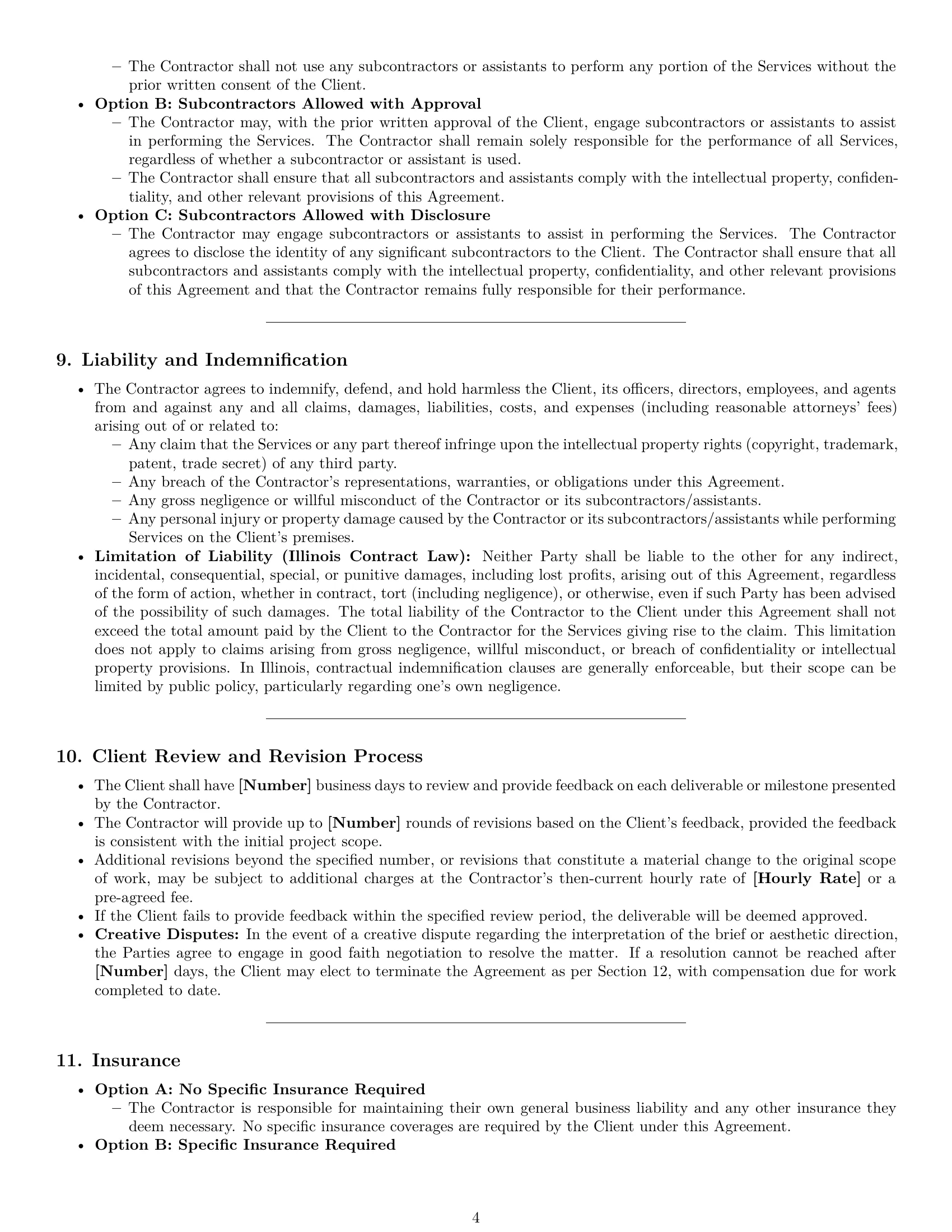Preview page 4 of Pro Illinois creative independent contractor agreement template